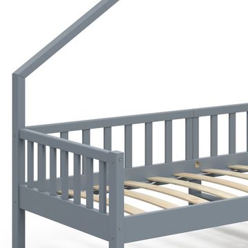 VitaliSpa® Hausbett Kinderbett Spielbett Noemi 90x200cm Anthrazit Rausfallschutz