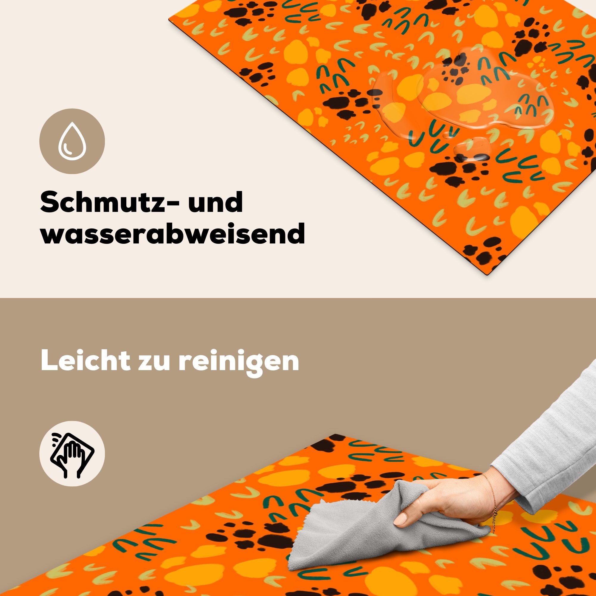 cm, Induktionskochfeld 81x52 Schutz die - Sporen küche, Muster, - MuchoWow Herdblende-/Abdeckplatte Orange tlg), für Vinyl, (1 Ceranfeldabdeckung