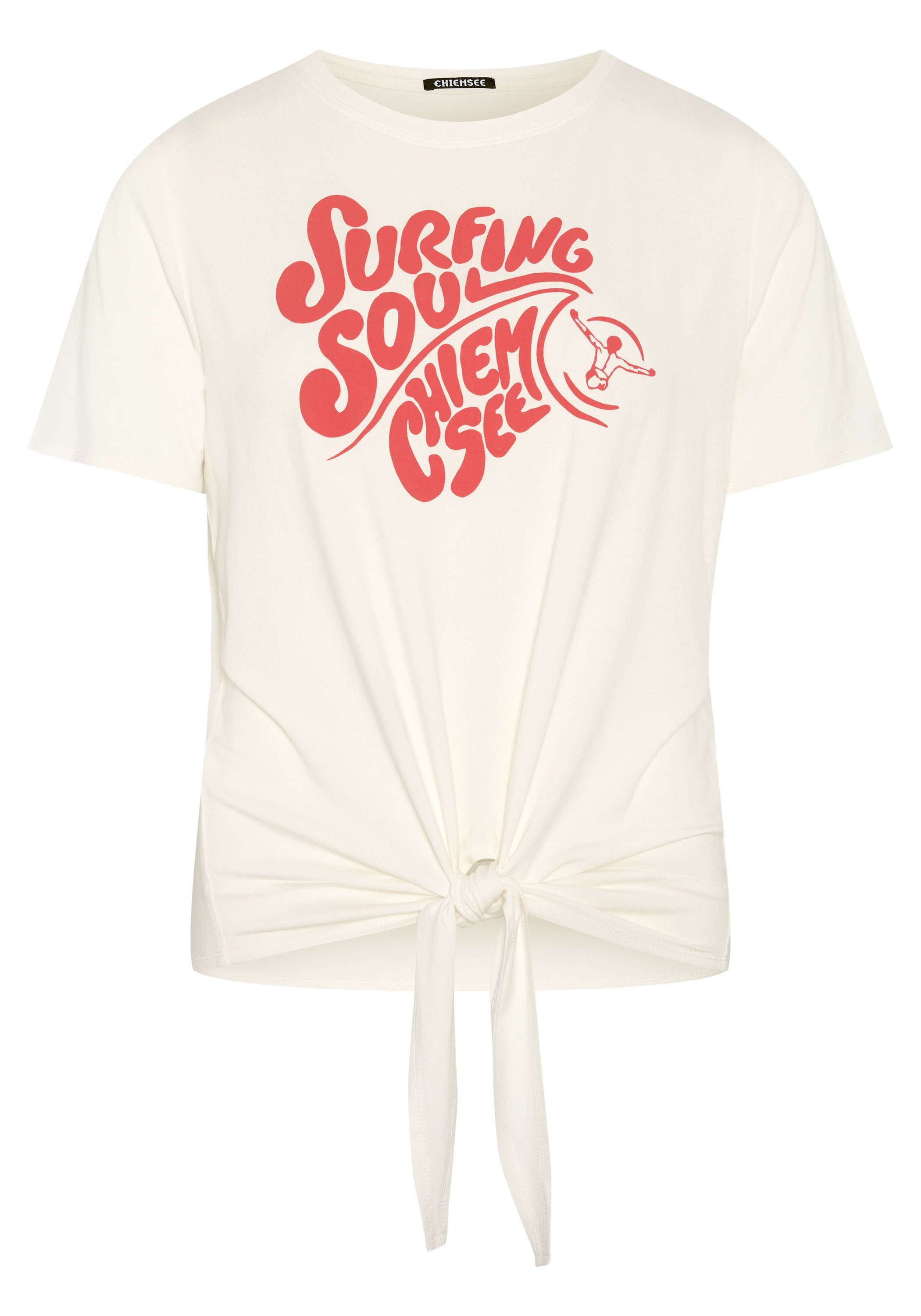 11-4202 Saum gecropptes Print-Shirt Knoten Star T-Shirt zum Chiemsee mit 1 White