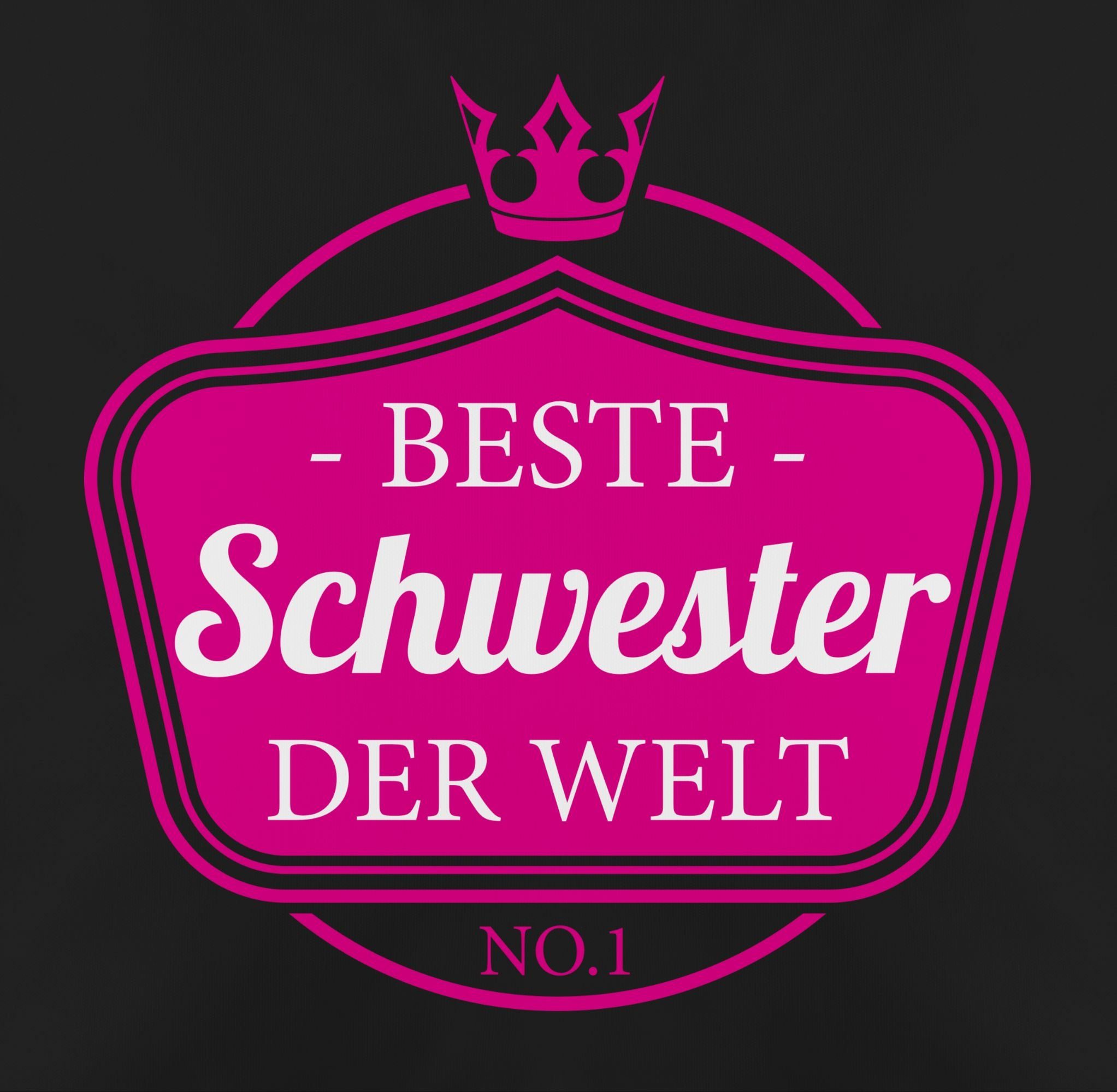 Shirtracer Dekokissen Beste Schwester der Welt No.1, 2 Schwester Schwarz