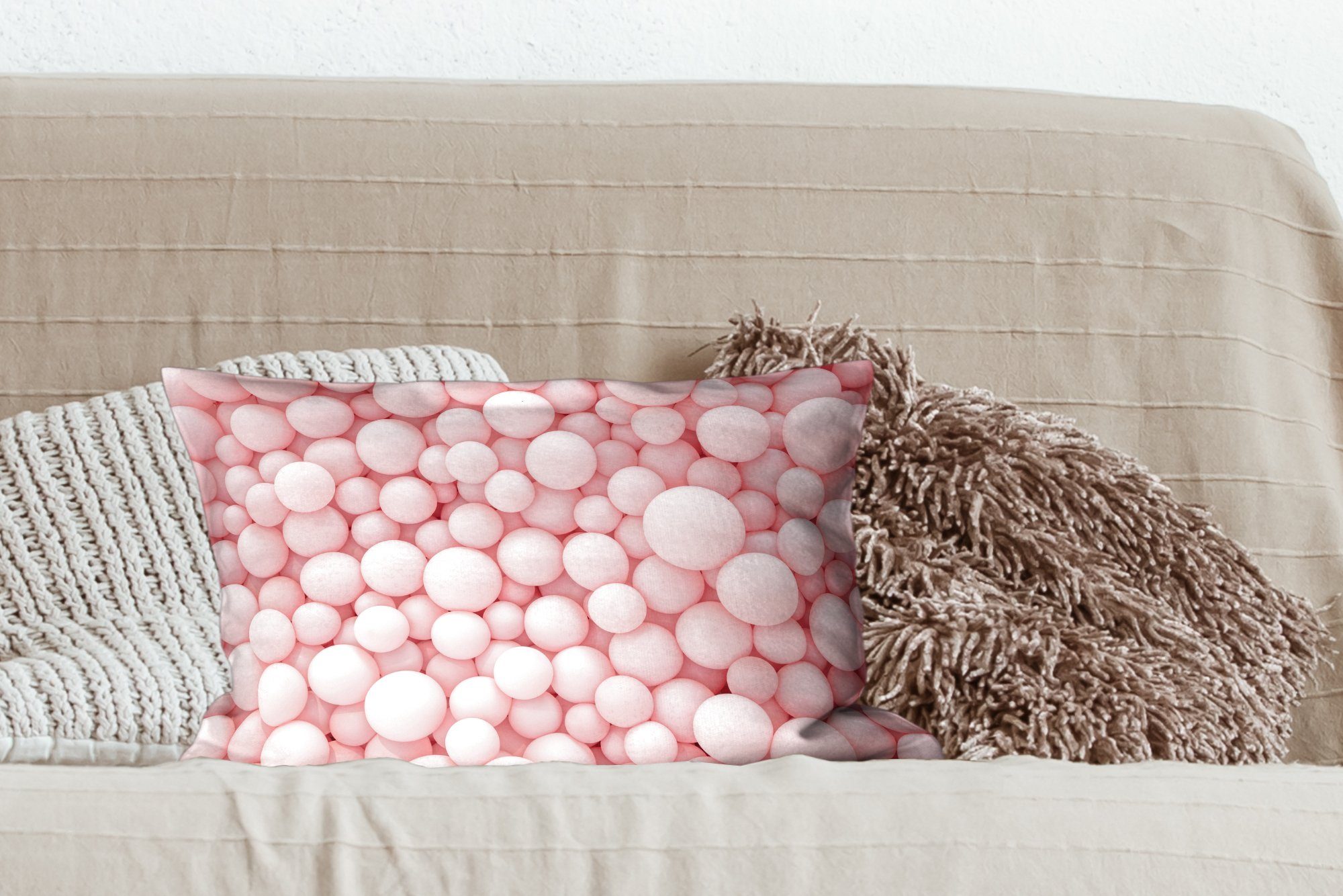 Luftballons, Dekokissen Füllung, mit Wohzimmer Zierkissen, Dekoration, Dekokissen MuchoWow Rosa Schlafzimmer