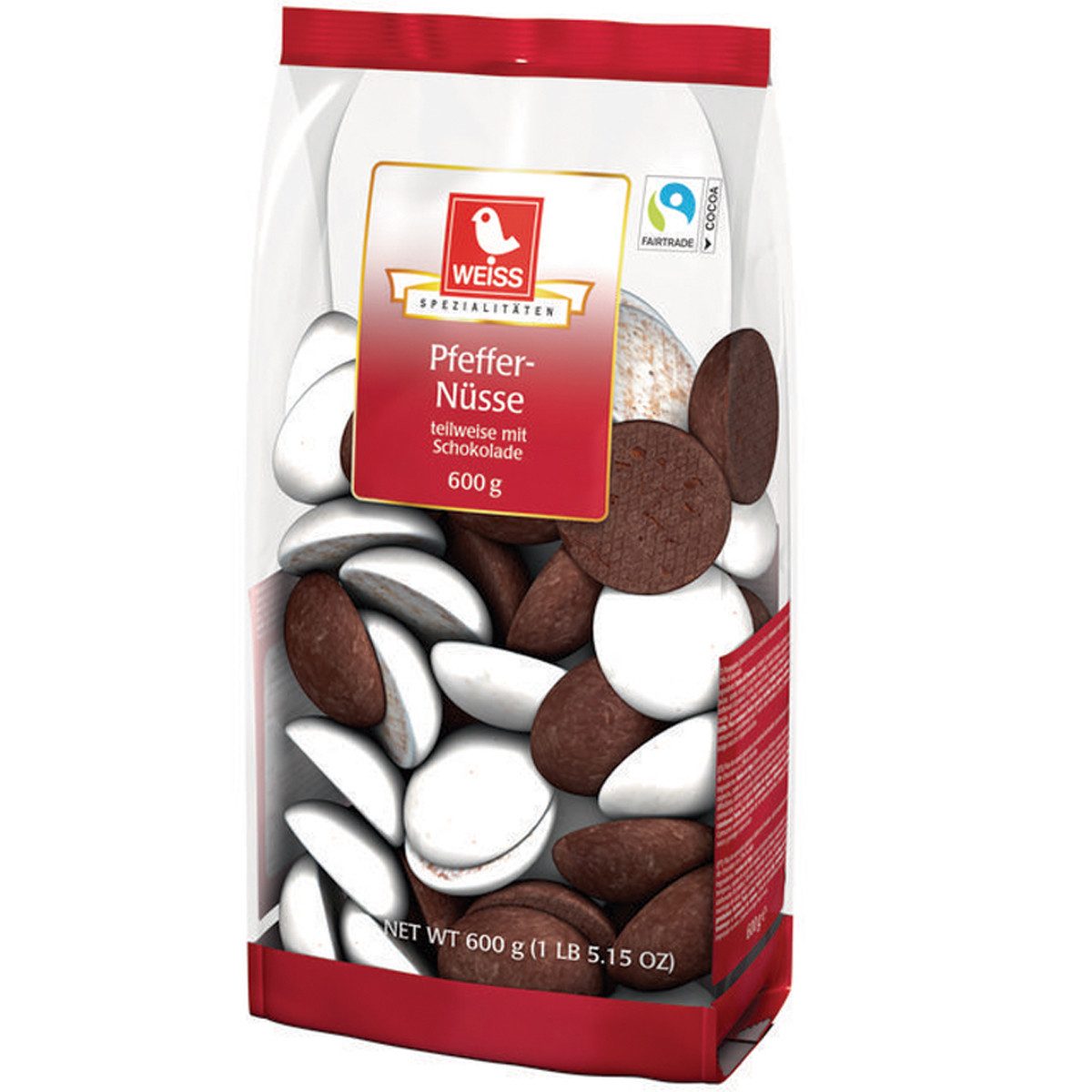 WEISS Süßigkeit, Weiss Pfeffernüsse teilschokoliert köstlich würziger Lebkuchen 600g