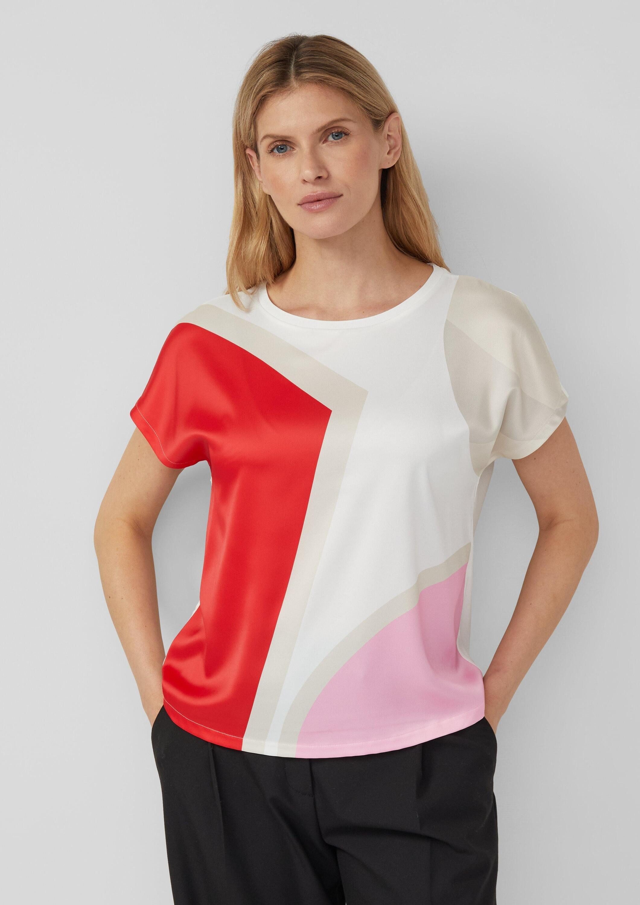 s.Oliver Kurzarmshirt T-Shirt Blusenshirt mit überschnittenen Schultern