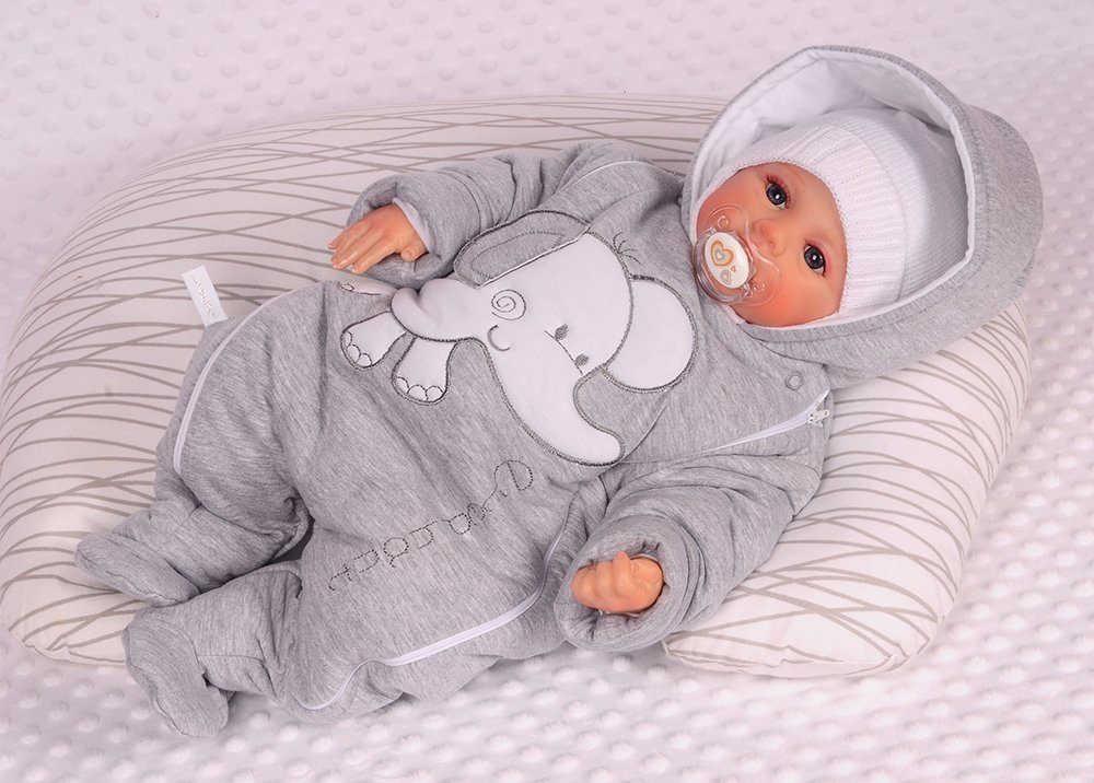 La Bortini snowsuit, pram suit, baby suit, baby overall, transitional overall in grey, sizes 44, 50, 56, 62, 68, 74