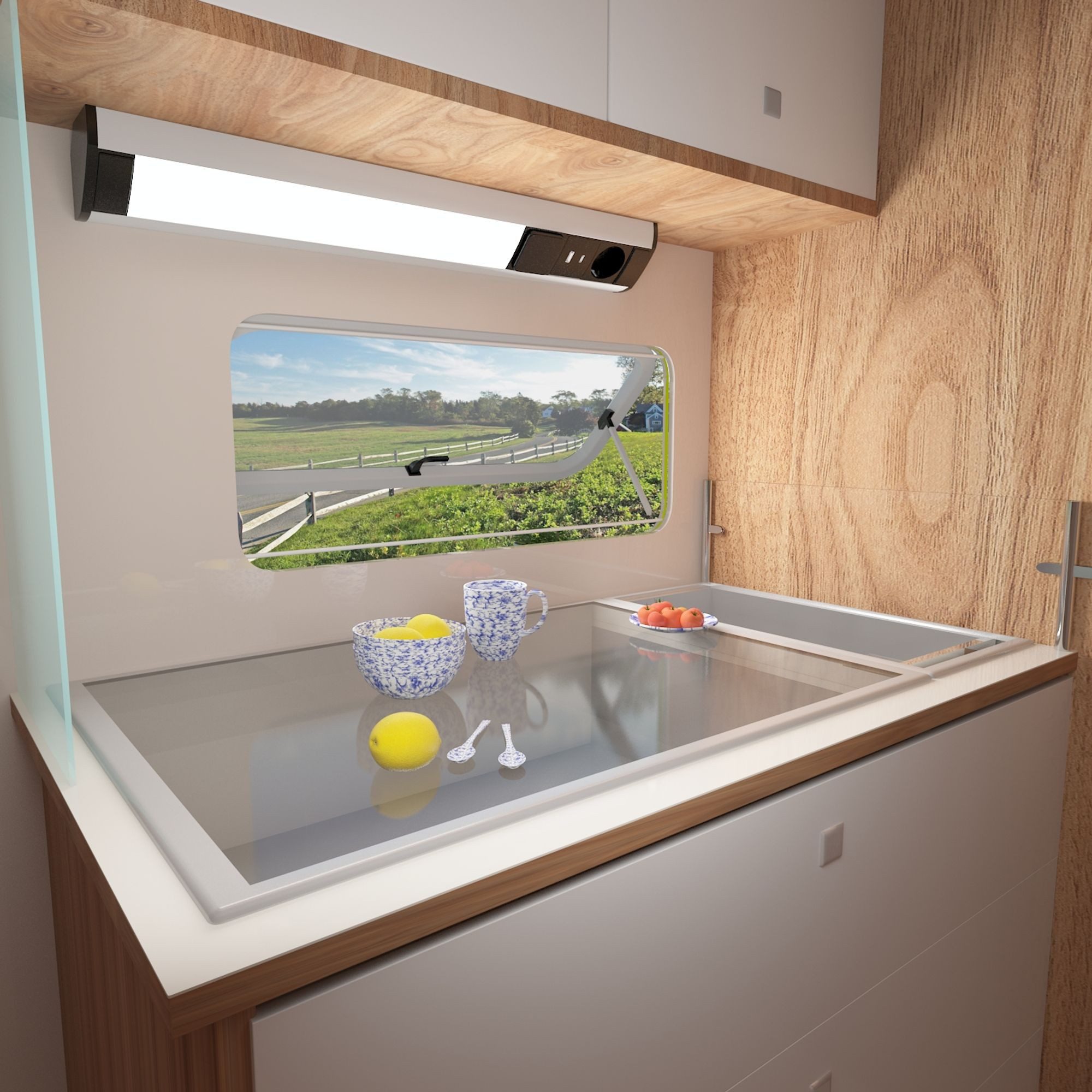 kalb LED Unterbauleuchte LED Unterbauleuchte mit Schalter u. 230V Steckdose USB-Port Typ A u. C, Kippschalter, Warmweiß