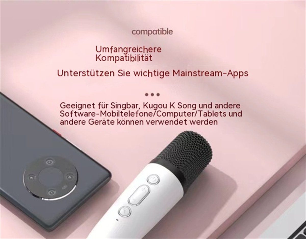Bluetooth-Lautsprecher Tragbarer Bluetooth-Lautsprecher, (1 Mikrofon-Set selected Weiß carefully kabelloses Mikrofon)