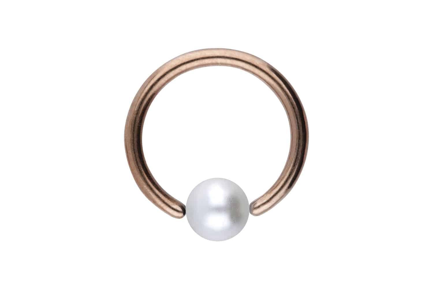 PIERCINGLINE Nasenpiercing Chirurgenstahl Klemmkugelring SYNTHETISCHE PERLE (Klemm-Ringe, 1-tlg)