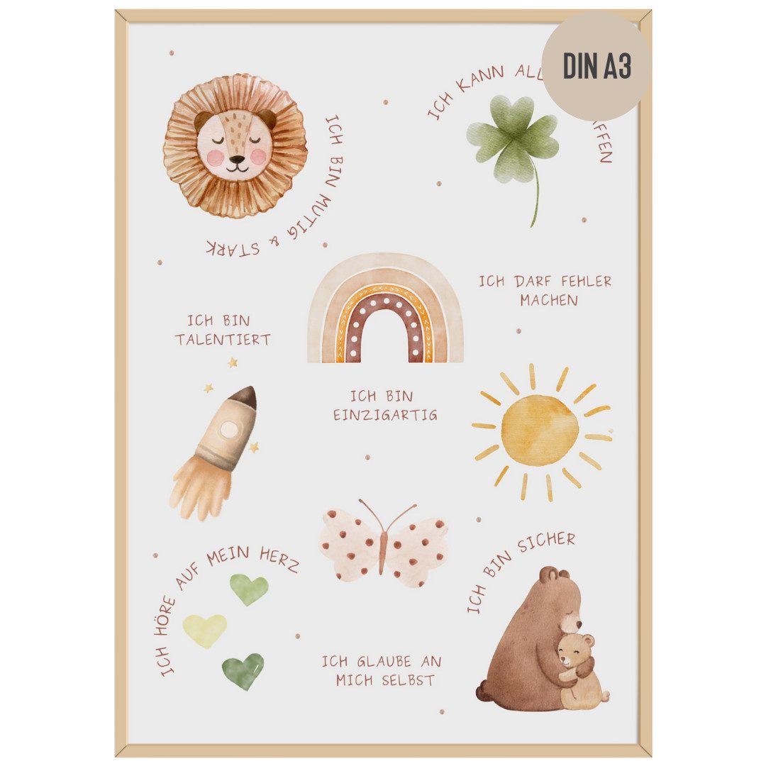 Poster Affirmationsposter für Kinder DIN A3, Kinderzimmer Wandbild