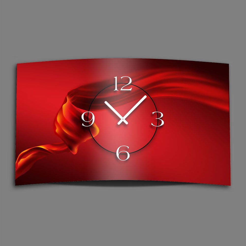 Wanduhr Abstrakt Seide rot Designer Wanduhr