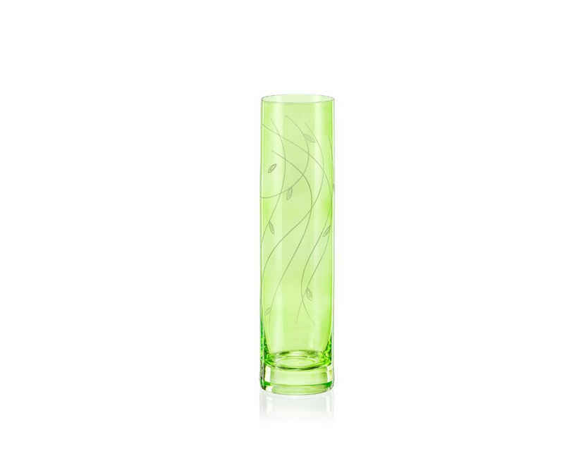 Crystalex Tischvase Vase Spring grüne Blumenvase K0803 Kristallvase (Einzelteil, 1 St., 1 x Vase), Gravur, farbig