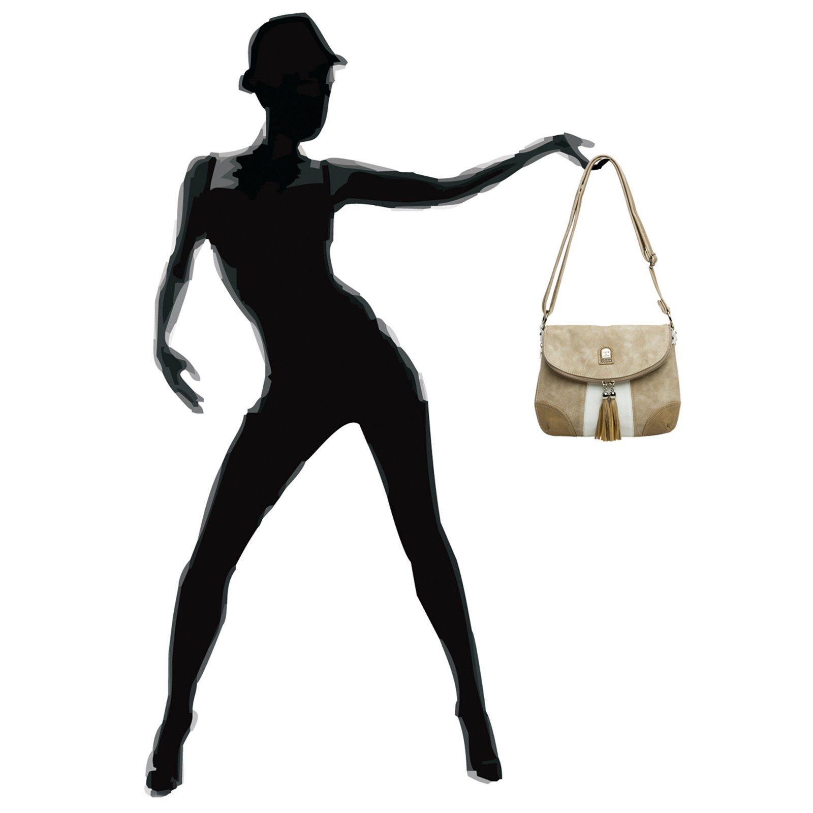 Rucksack diverse Tasche #15105 - Umhängetasche Modelle beige Caspar Damen Umhängetasche weiß Handtasche TS1028 Umhängetasche