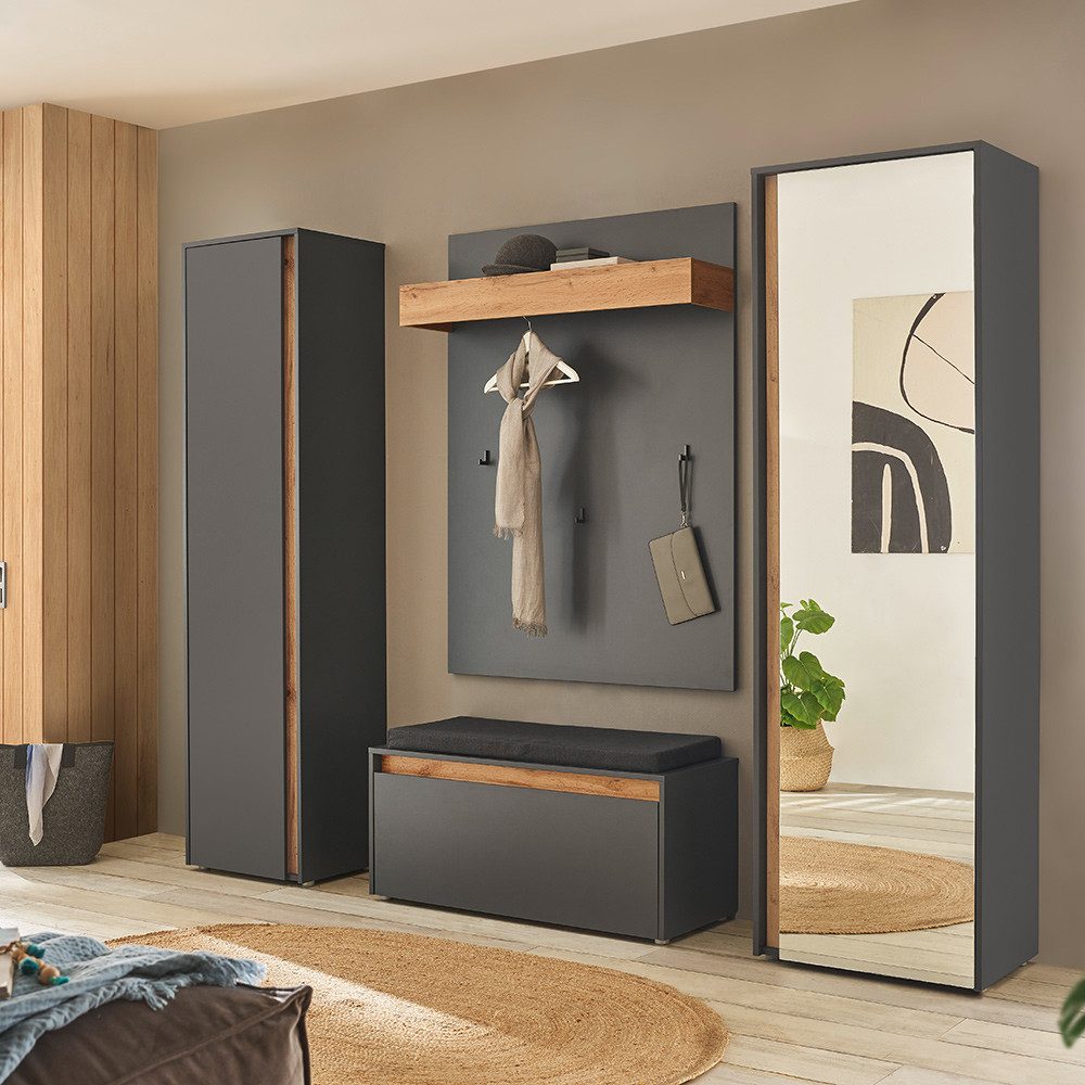 Lomadox Garderoben-Set CRISP-61, (Spar-Set, 4-St., Garderobenpaneel Schuhba günstig online kaufen