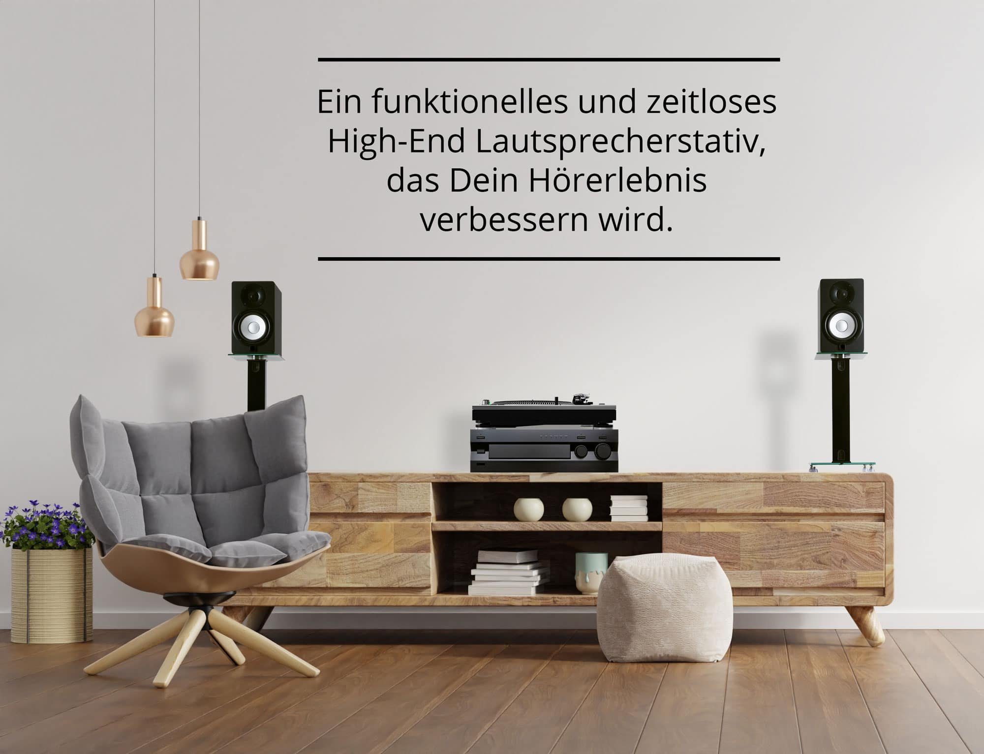 Pronomic Lautsprecherständer Lautsprecher Stativ Paar - Qualität in edlem Design, (bis 0 Zoll, 2-tlg., Set mit 2 Stativen, 8x höhenverstellbare Spikes, 8x Moosgummipads, professionelle Ständer für Studiomonitore und HiFi-Lautsprecher)