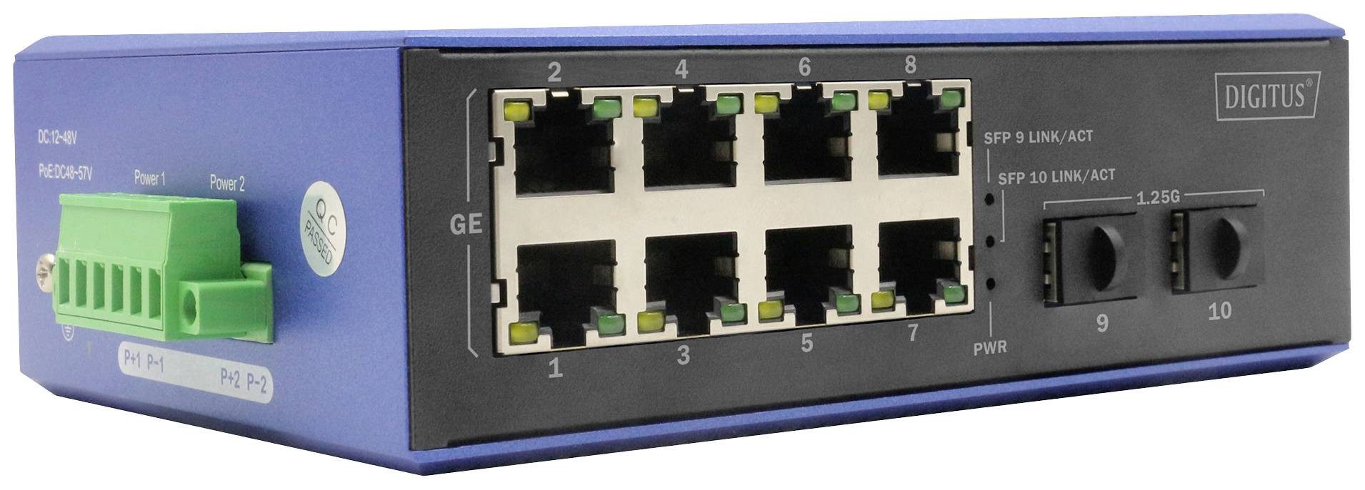 DIGITUS Switch 8 +2-Port Gigabit Ethernet oE SC 20 km Netzwerk-Switch