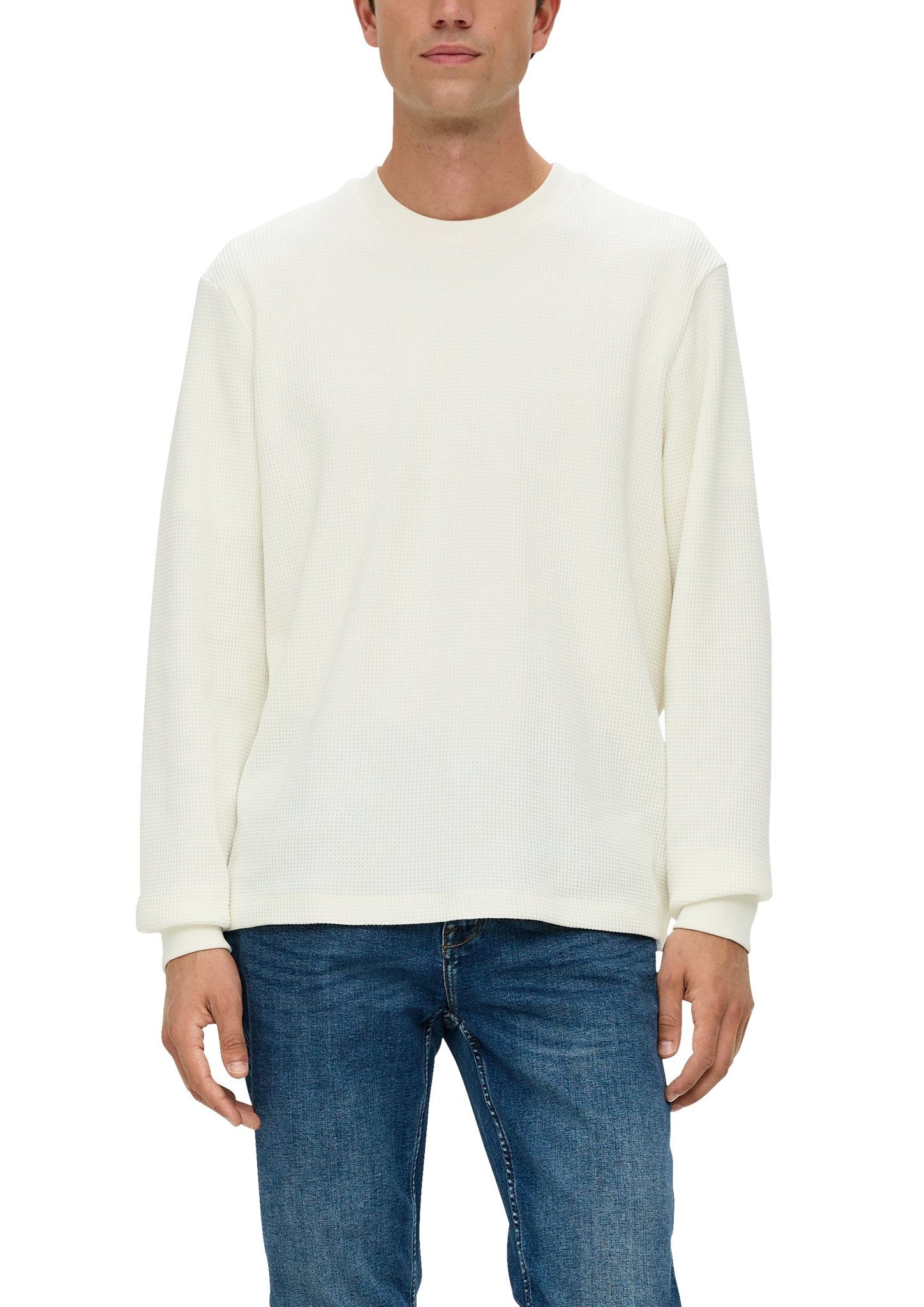 mit Rundhalsausschnitt white s.Oliver Sweatshirt