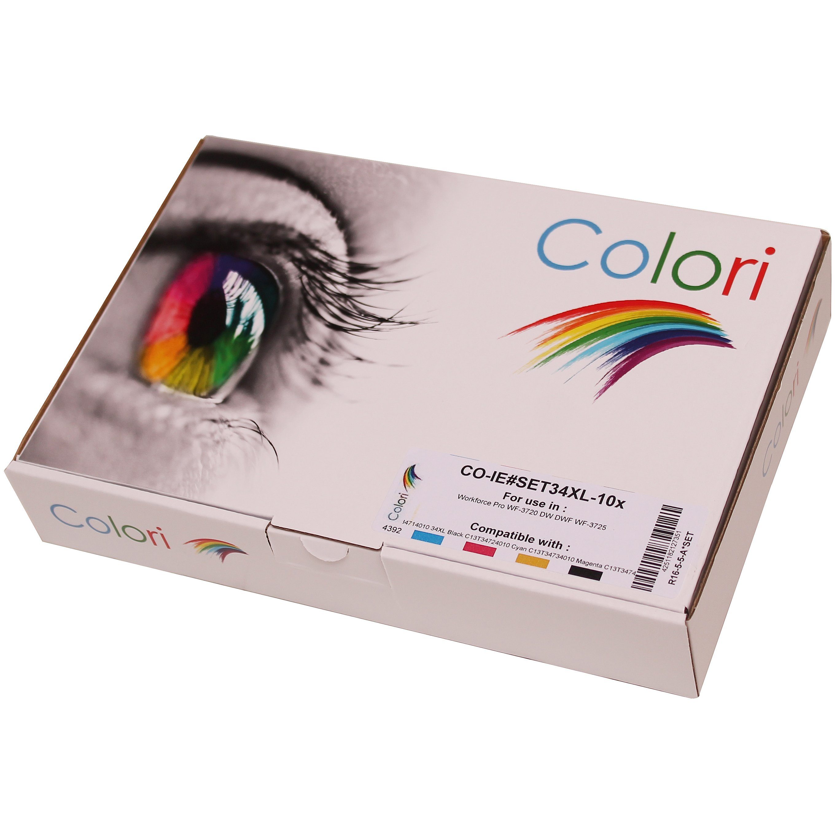 WF-3725DW Colori (Kompatibles WorkForce Epson Pro Epson Colori) Druckerpatrone WF-3720DW von WF-3720DWF Tintenpatrone 34XL für Set für WF-3720DW 10x WF-3720DWF WF-3725