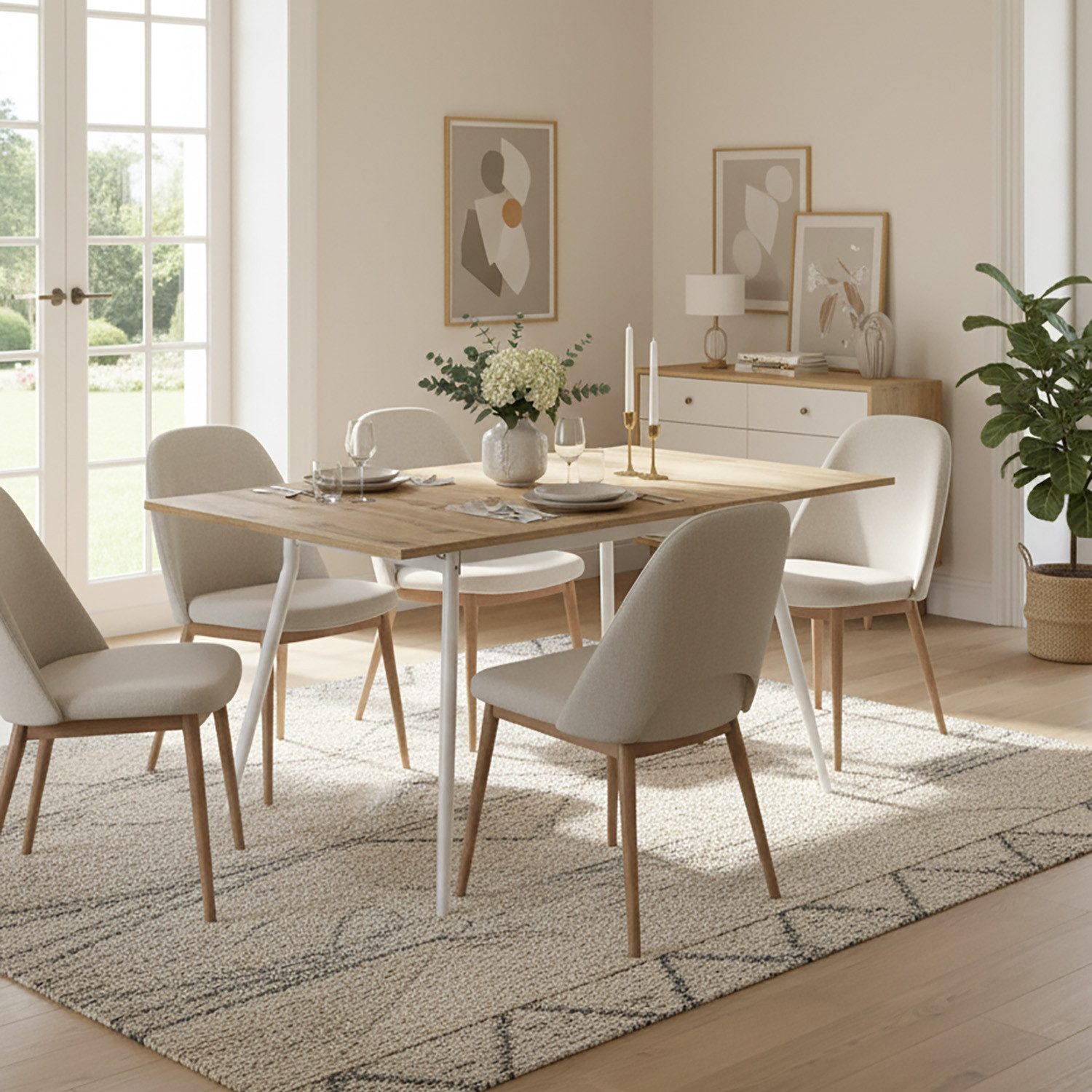 B&D home Esstisch LIO, Metallgestell schwarz oder weiß, ausziehbar, 4-6 Personen