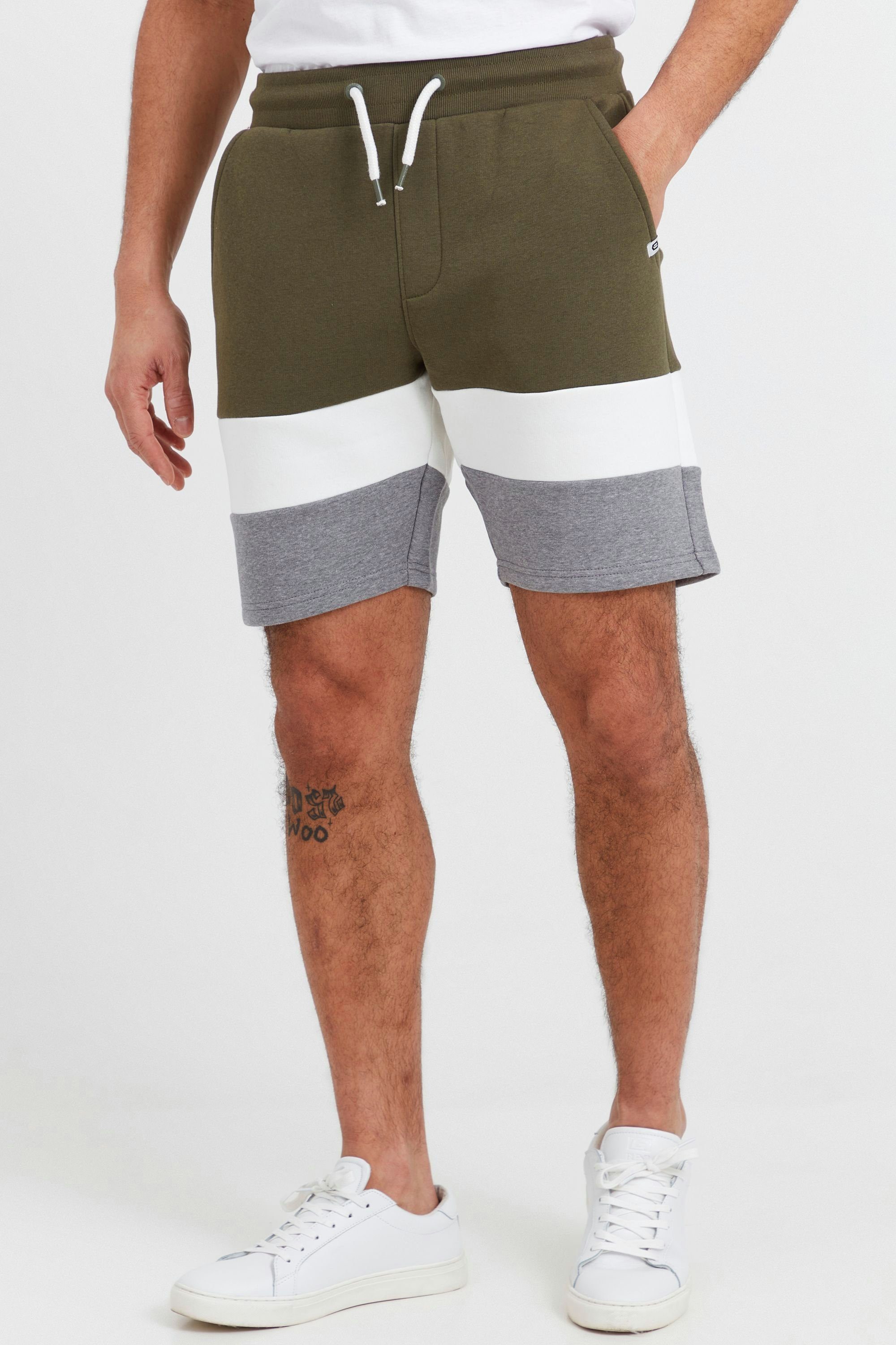 (600) mit Indicode Sweatshorts Colorblock Optik Army Sweatshorts IDCaul