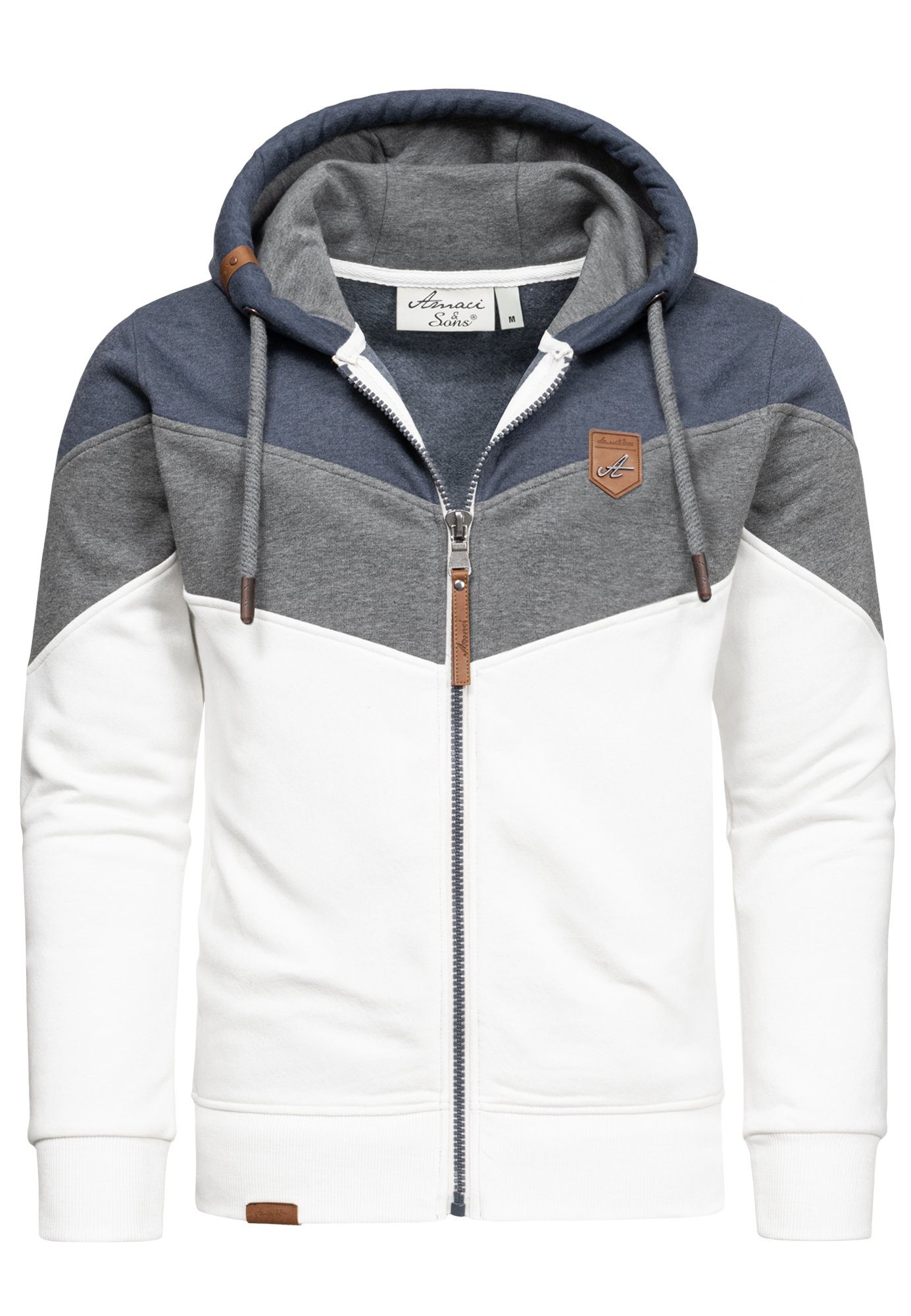 Amaci&Sons Kapuzenpullover ARDMORE Sweatjacke im Block-Design Herren Kapuze günstig online kaufen