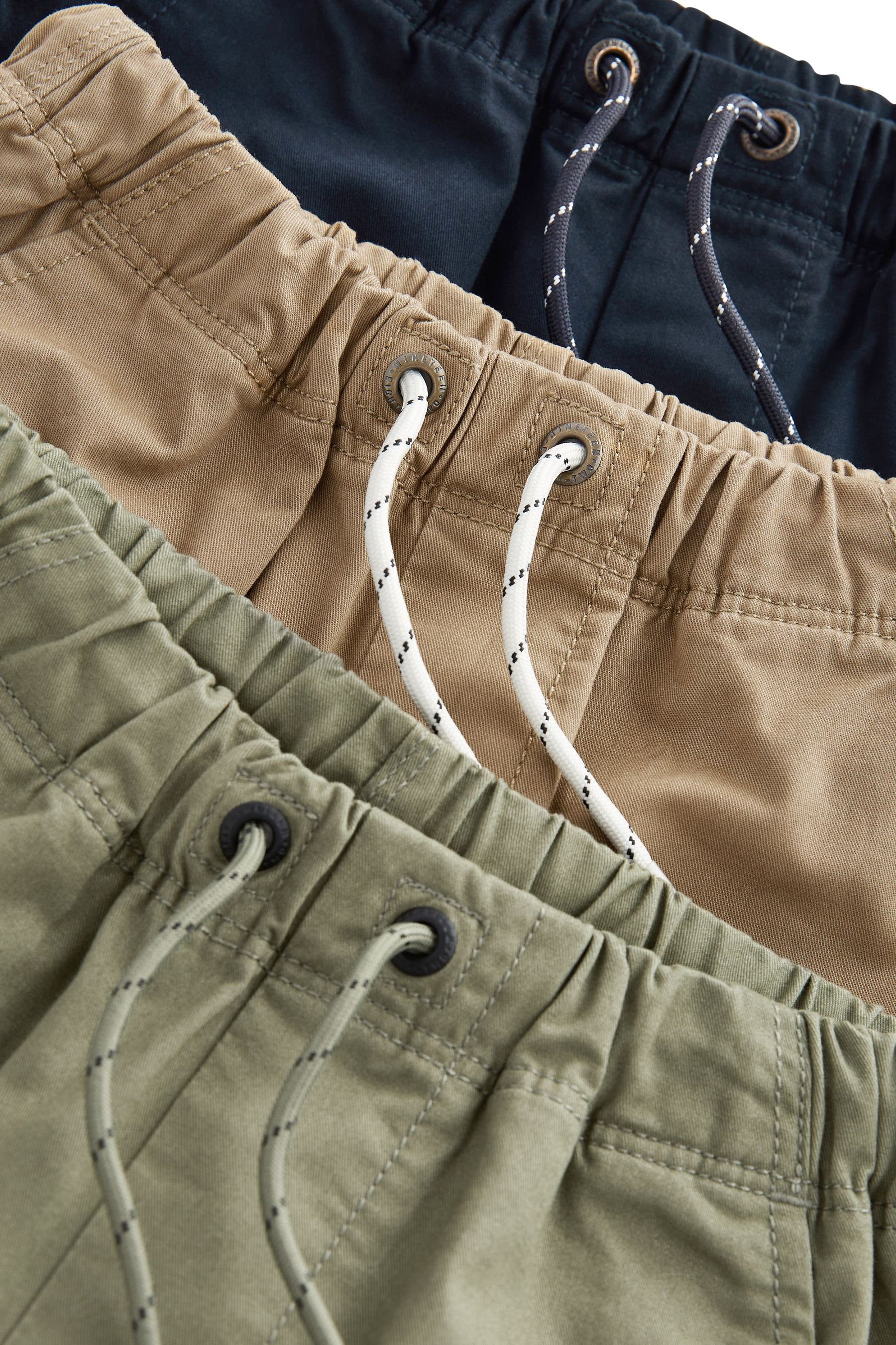 Brown Next Khaki Shorts Schlupf-Shorts 3er-Pack Green/Tan (3-tlg) im