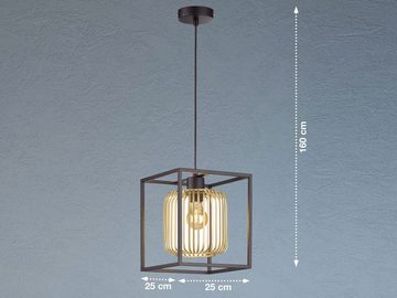 meineWunschleuchte LED Pendelleuchte, Dimmfunktion, LED wechselbar, Warmweiß, Gitter-Lampe einflammig dimmbar, Lamellen Deckenlampe hängend 23x23cm