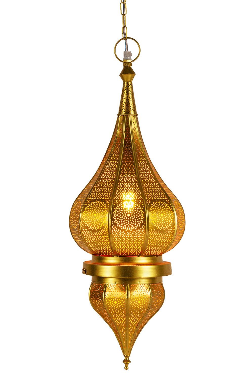 Marrakesch Orient & Mediterran Interior Pendelleuchte Orientalische Lampe Hängeleuchte Fayna Gold, ohne Leuchtmittel, Handarbeit