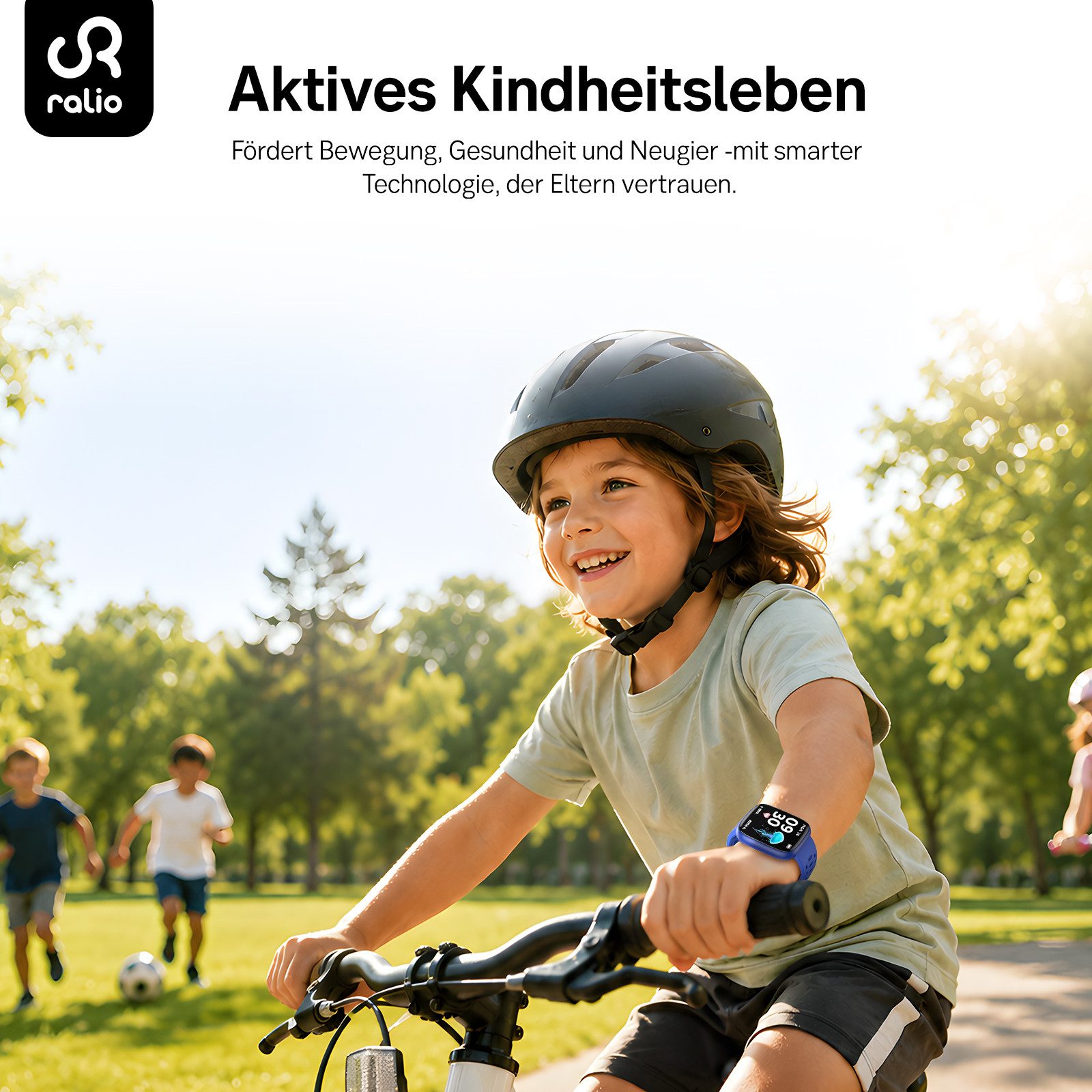 Ralio Smartwatch Kinder als Geschenk für kinder, Kompatibel mit Android/iOS Smartwatch (1.83 Zoll) Kinderuhren mit Apple Wo ist?", Spielen und 80+ Sportmodi, Sportwatch mit Schrittzähler, Wecker, IP68 Wasserdicht, Fitness Tracker mit Herzfrequenz, Kalorien, Schritt, Schlafanalyse