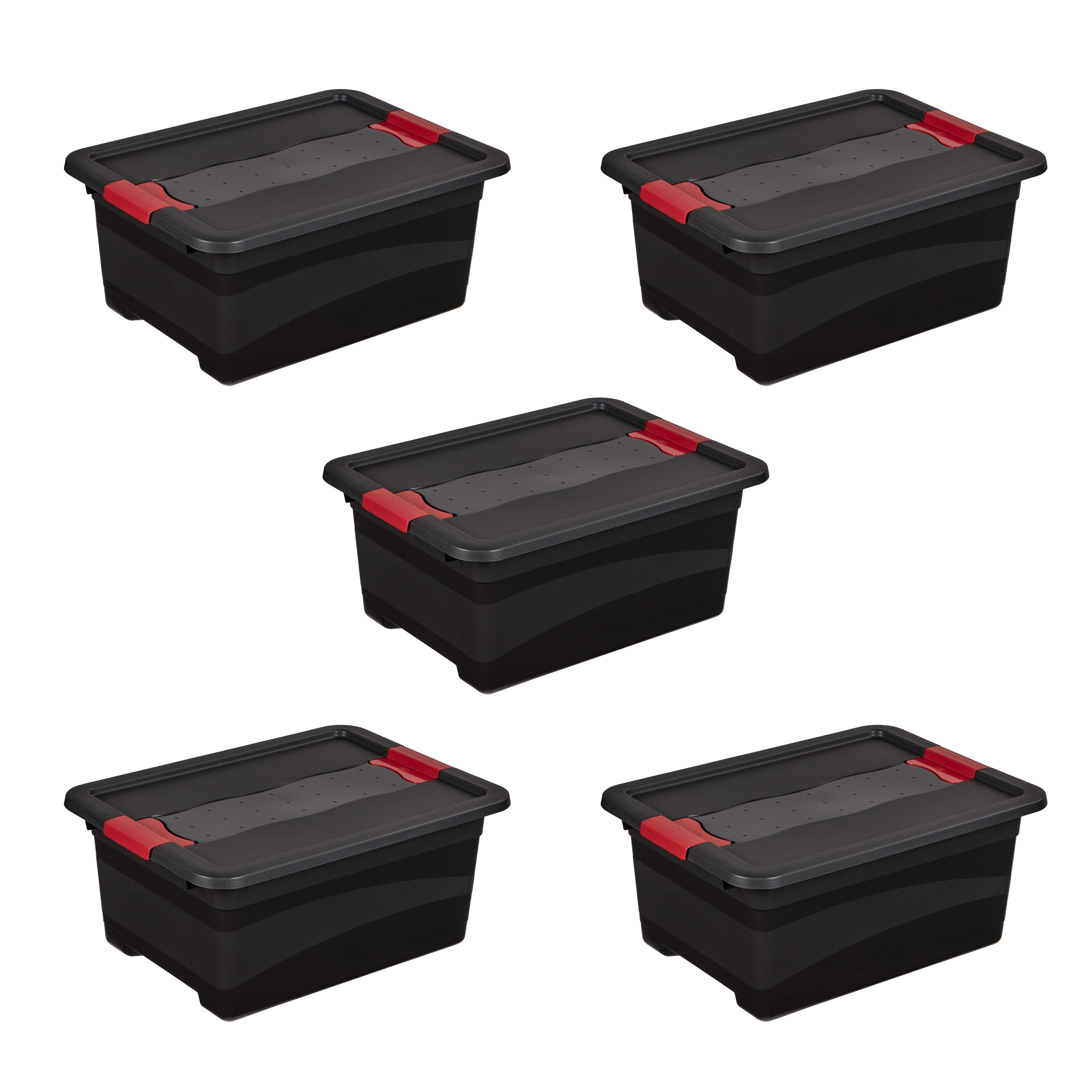 keeeper Transportbehälter eckhart, 5er Set Transporbox, 12 L, 39,5 x 29,5 x 17,5 cm, (Set, 5-St), seitl. Clips, Griffe am Boden, stoßfeste Seitenwände, robuster Deckel