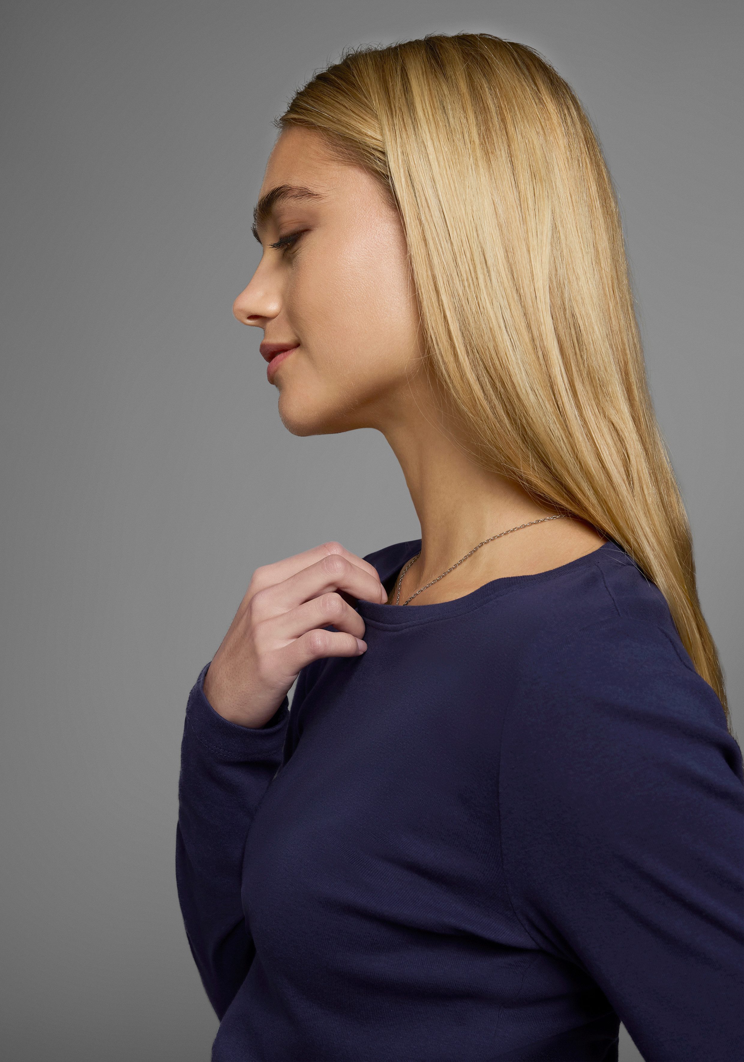 H.I.S Langarmshirt figurbetonte Passform, Feinrippstoff aus Baumwolle und V günstig online kaufen