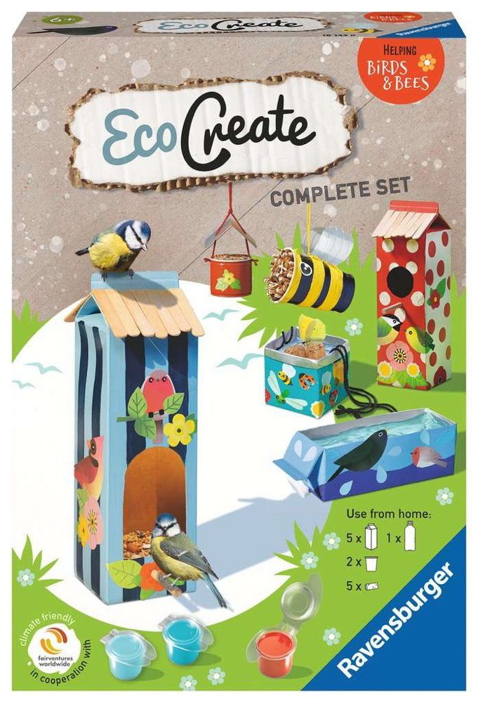 Ravensburger Malblock Upcycling EcoCreate Midi Helping Birds & Bees Bienen & Vögel 18143
