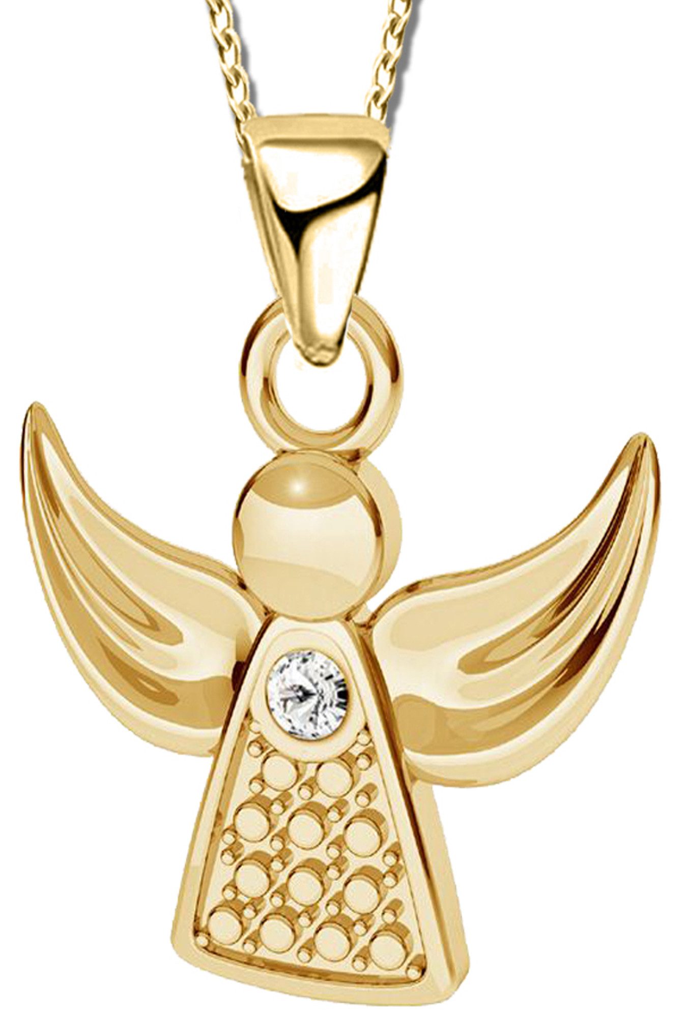 Limana Kette mit Anhänger 925 Silber Schutz-Engel Halskette Damenkette Kinderkette, mit Zirkonia Gold Rosegold Rotgold