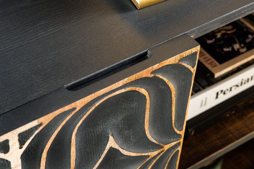 riess-ambiente Sideboard PIAZZA SAN MARCO 180cm grau / gold (Einzelartikel, 1 St), Mango-Massivholz · mit Stauraum · 3D Design · handmade · Wohnzimmer – Bild 5 von 5