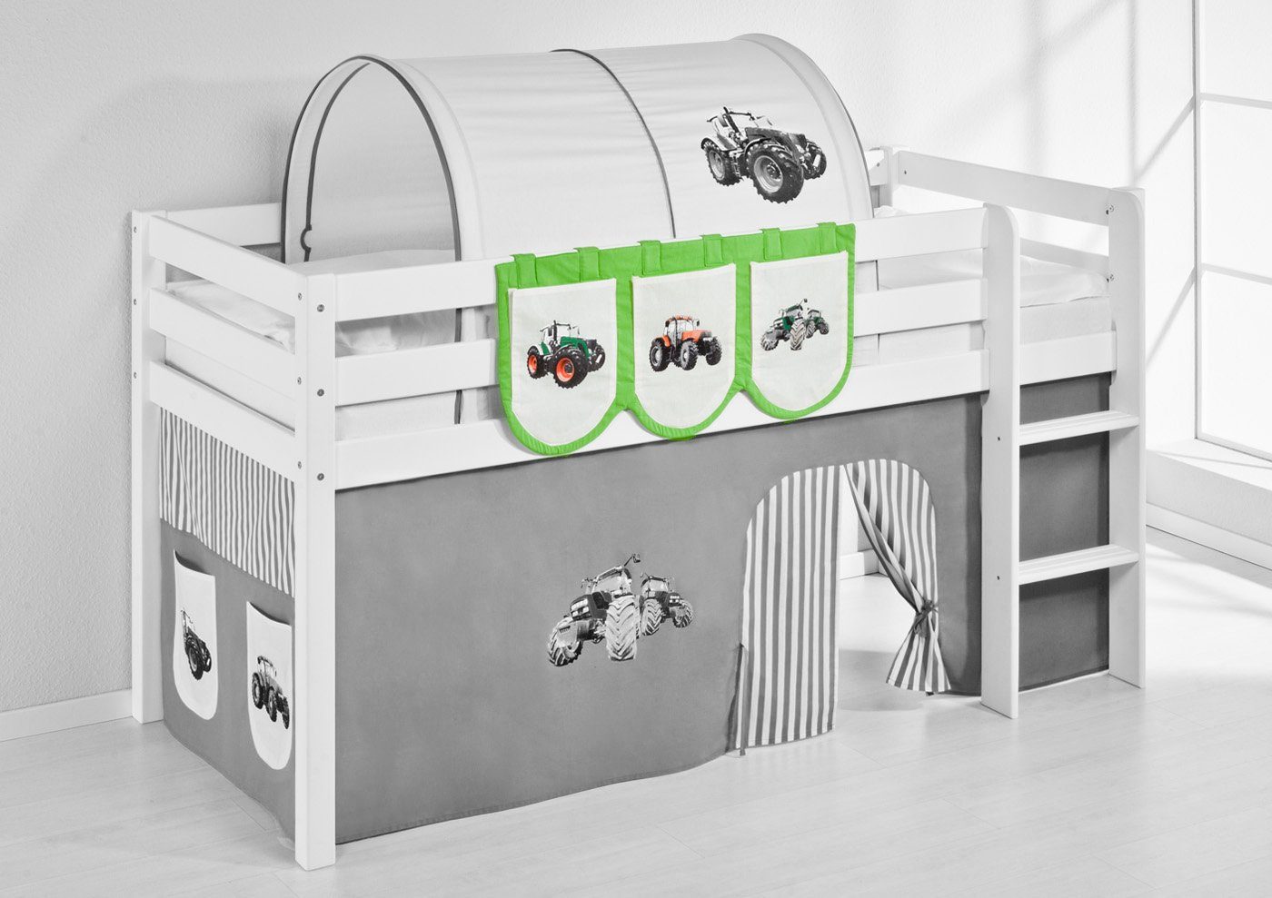 Lilokids Betttasche Hängetaschen Trecker Blau - für Hochbett, Spielbett und Etagenbett, 100% Baumwolle