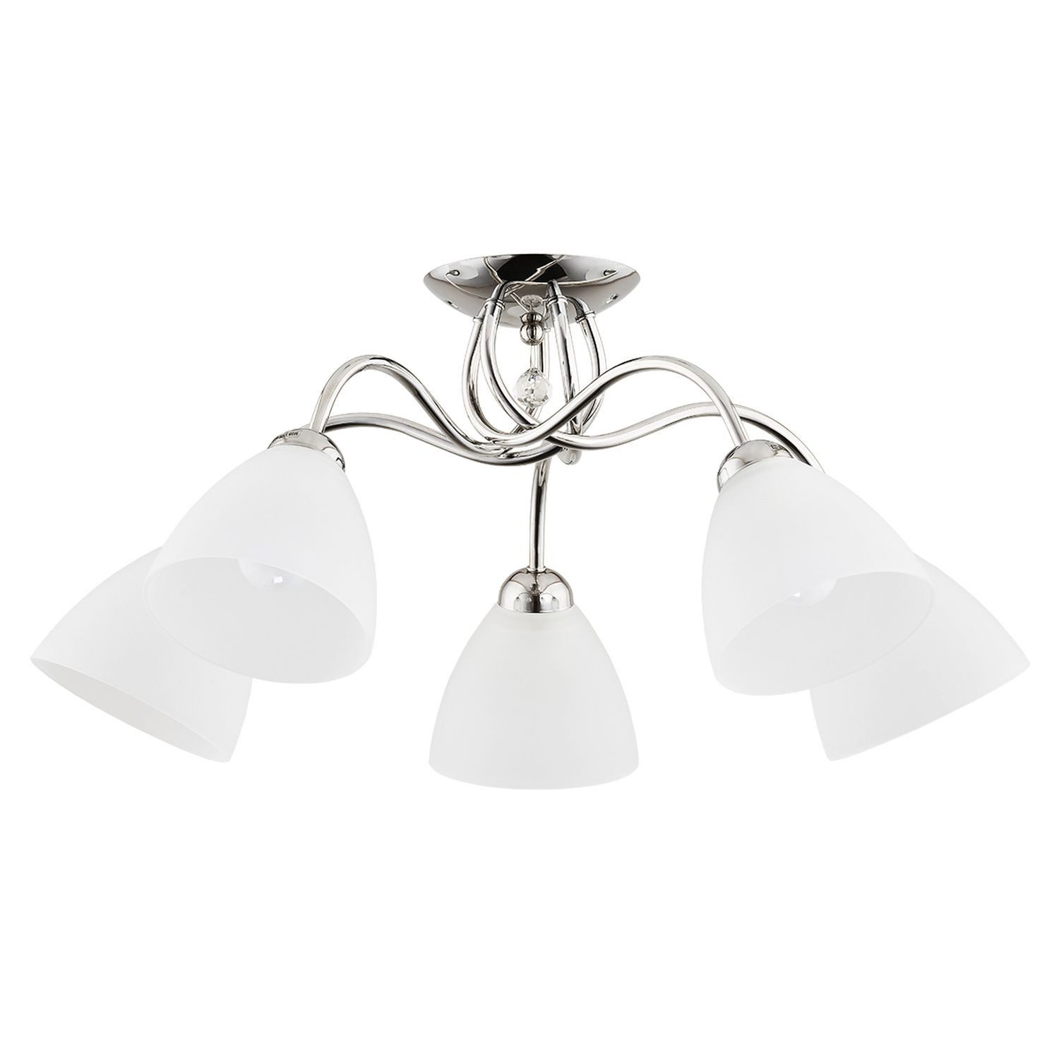Licht-Erlebnisse Deckenleuchte BELASA, ohne Leuchtmittel, Glas Metall E27 B: 61 cm Chrom Weiß Modern Deckenlampe