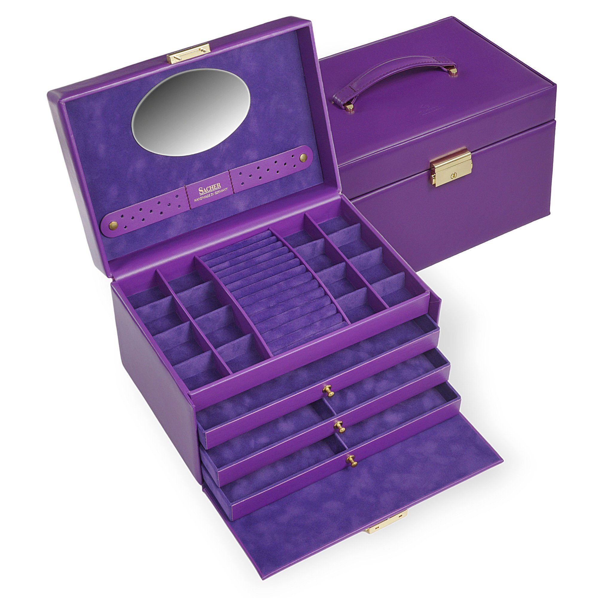 Sacher Schmuckkasten Karen, Handgefertigt in Deutschland violett
