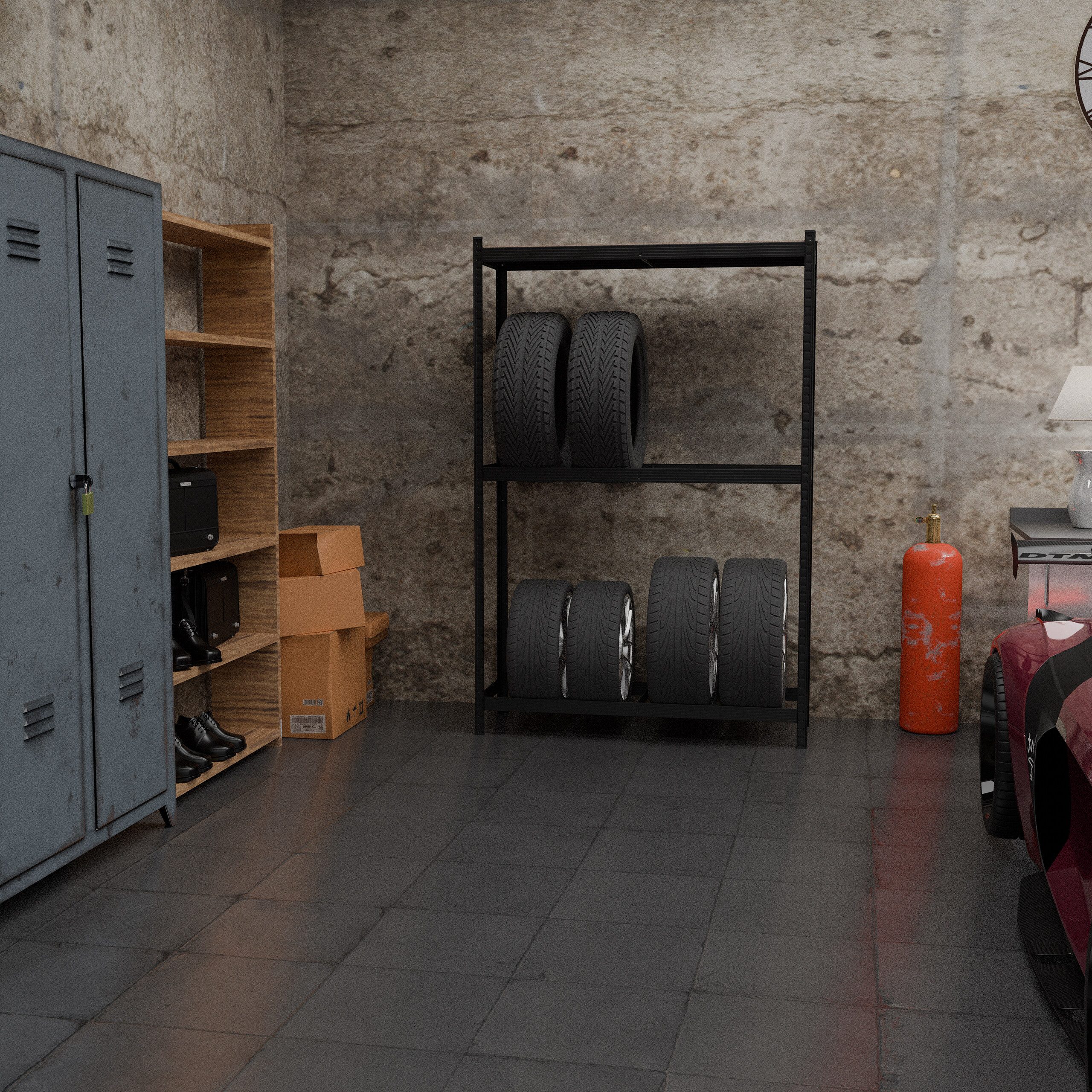 relaxdays Schwerlastregal Reifenregal für 8 Reifen, schwarz günstig online kaufen