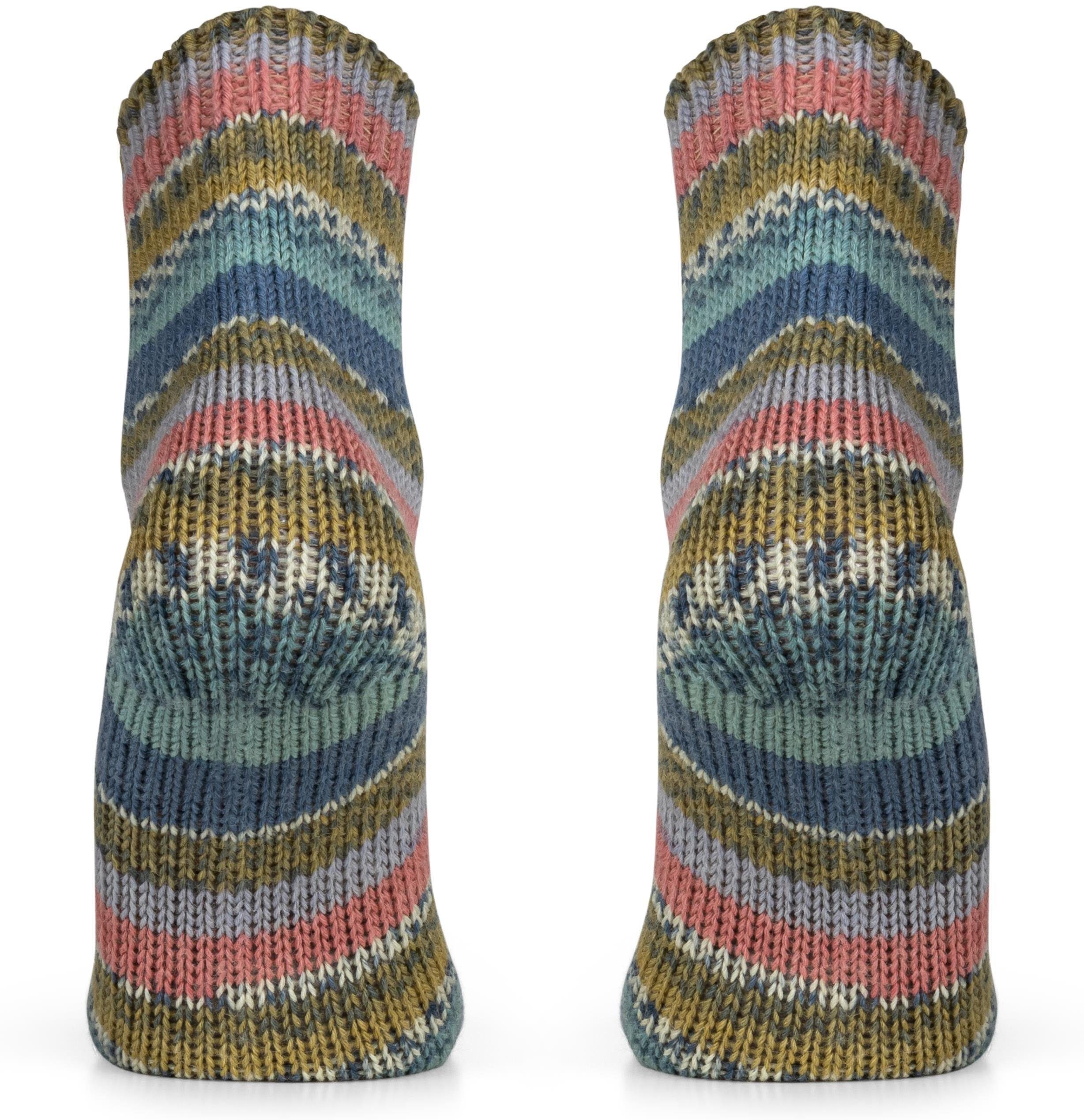 normani Thermosocken 2 Paar Gestrickte Wollsocken Bunt-geringelt (2 Paar) hochwertige Qualitätssocken mit hohem Wollanteil
