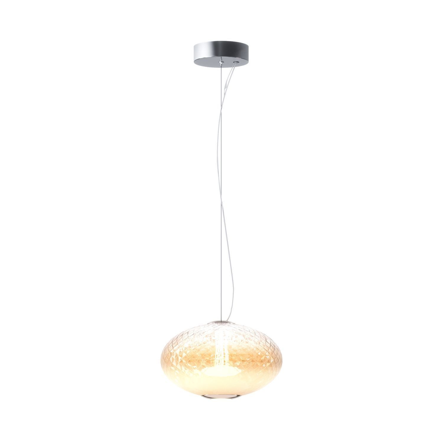 Licht-Erlebnisse Pendelleuchte JOVA, LED fest integriert, Warmweiß, LED Glas Metall H: max. 324 cm Chrom Weiß warmweiß 2700 K 1500 lm