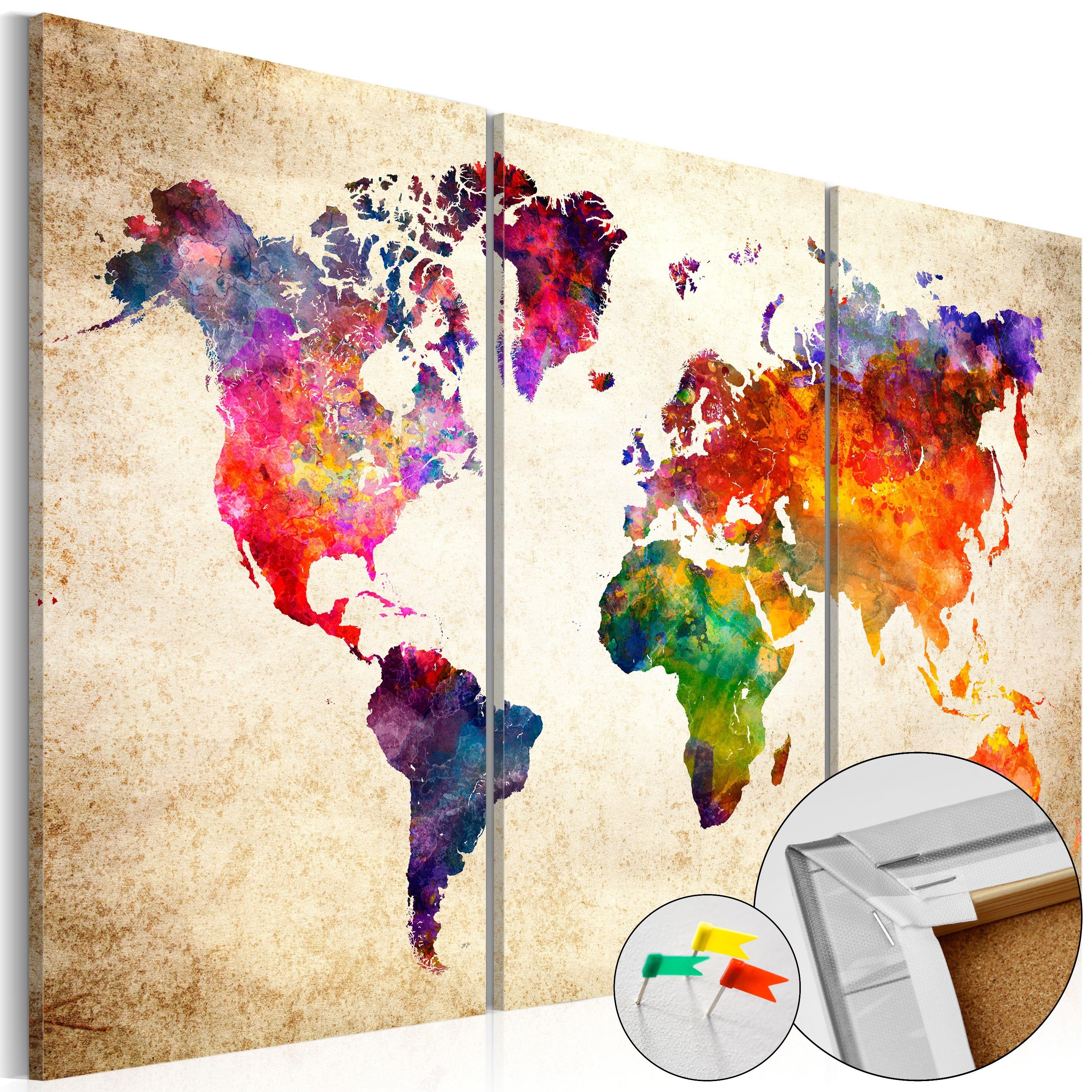 Pinnwand Corkboard Map Artgeist in Watercolor