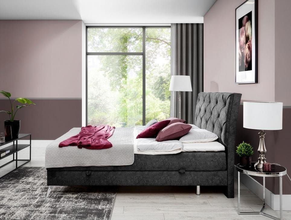 Barock grau Design Modern Doppel Textil JVmoebel Bett Stil Bett Polster