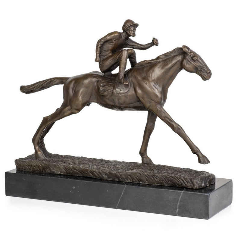 Moritz Dekofigur Bronzefigur Jockey und Pferd, Bronzefigur Figuren Skulptur für Regal Vitrine Schreibtisch Deko