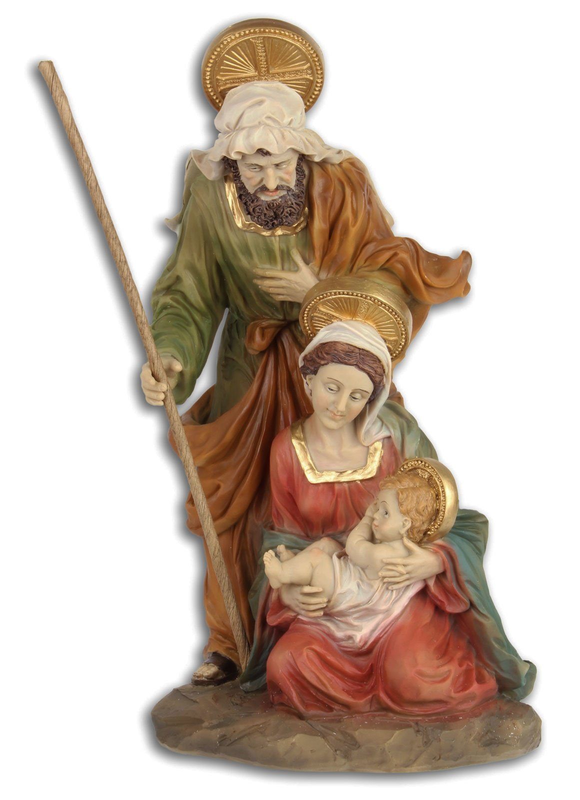 Aubaho Dekofigur Maria Josef Jesus Heiligenfigur Weihnachten Bethlehem handbemalt Antik