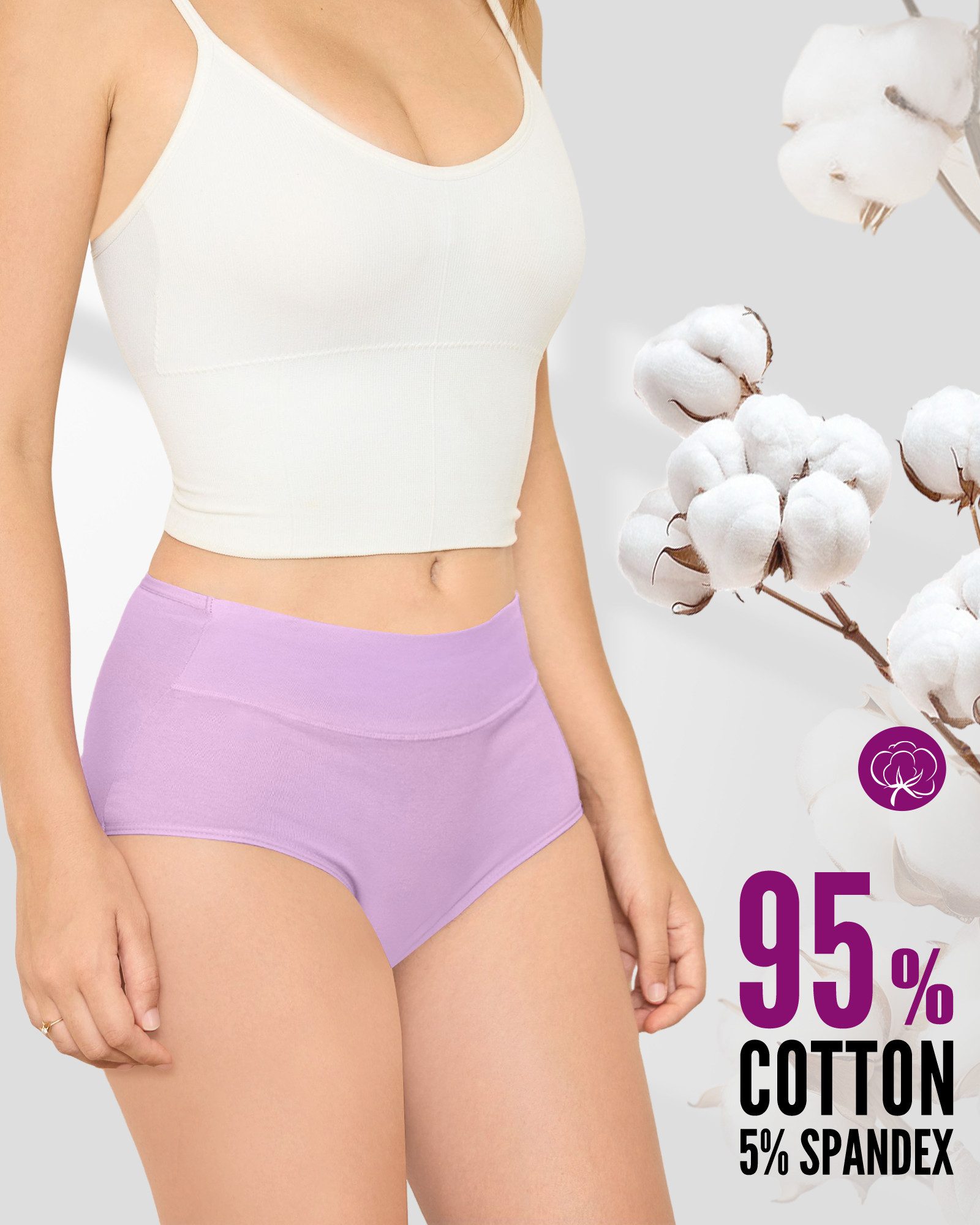 TANSTC Taillenslip Unterhosen Damen Baumwolle Slip (Packung, 5er-Pack) atmungsaktiv, hautfreundlich, elastisch, formbeständig – Bild 5 von 5
