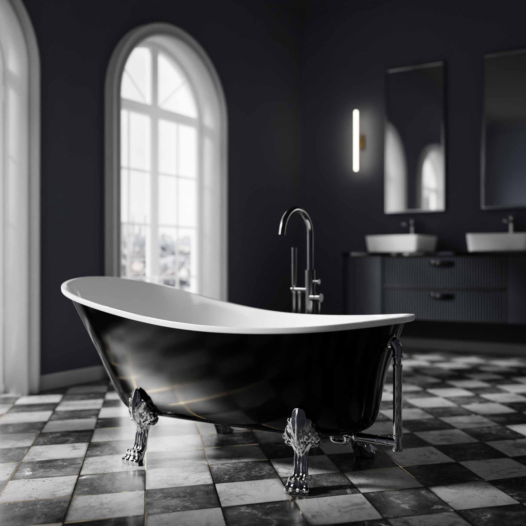 Bernstein Badewanne PARIS Schwarz glänzend, (freistehende Retro-Badewanne, günstig online kaufen