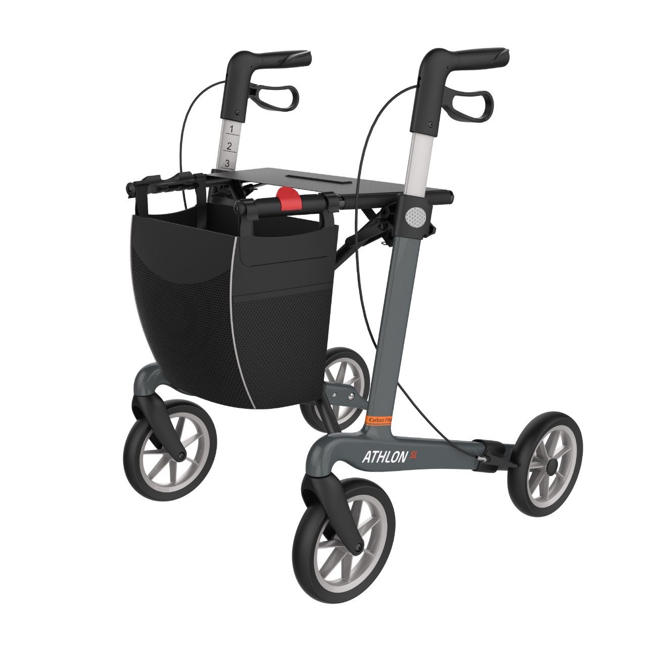 Rehasense Rollator Rehasense Athlon SL Carbon Rollator, Gr. L PUR Softräder Mattgrau