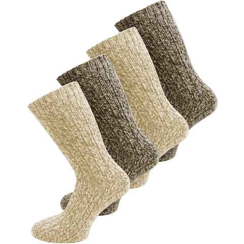 normani Thermosocken 4 Paar Norweger-Socken mit Wolle (4 Paar) natürlich warm