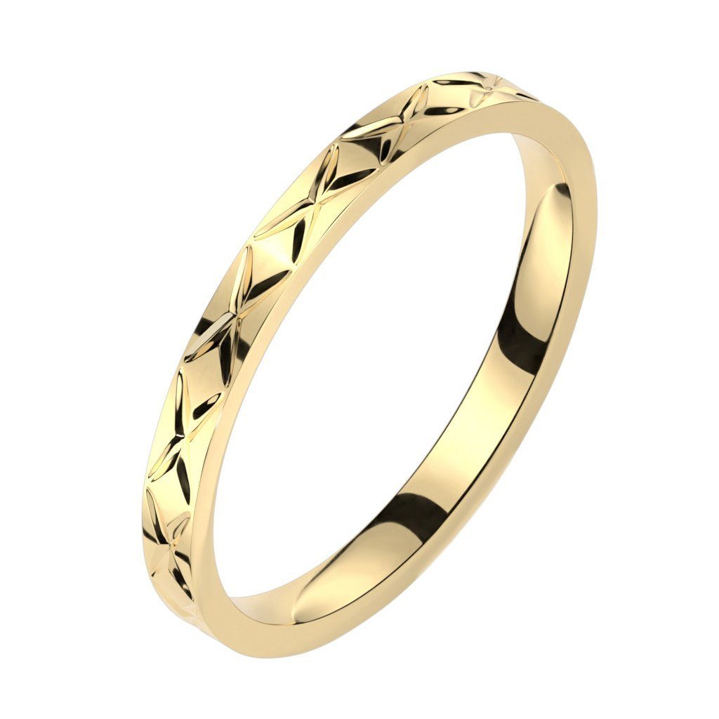 Partnerring goldfarben gekreuzt BUNGSA Unisex Herren Damen aus Edelstahl quer 1-tlg), (Ring, Paarring