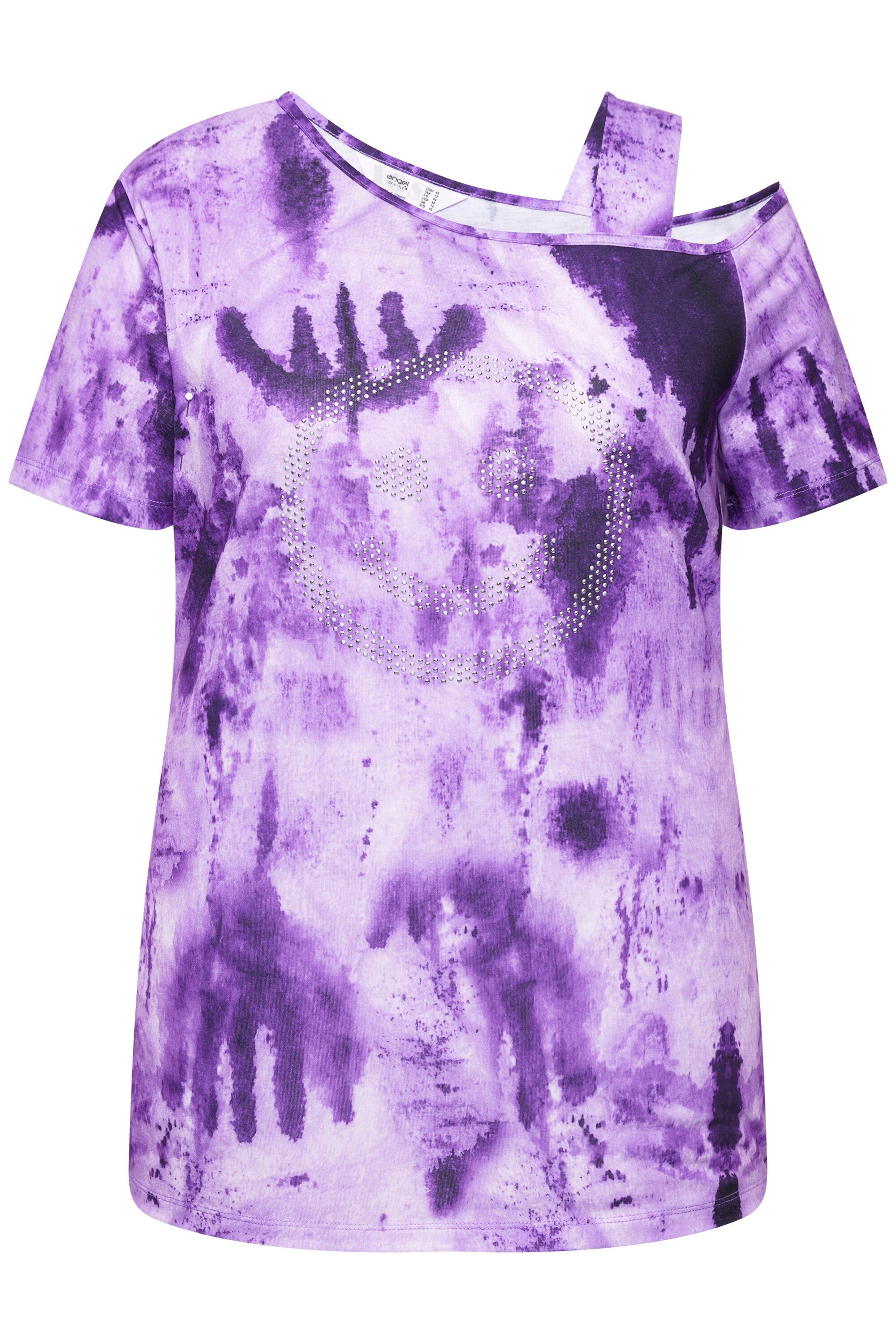 Angel of Style T-Shirt T-Shirt Straight Fit Batikprint Schulter CutOut günstig online kaufen