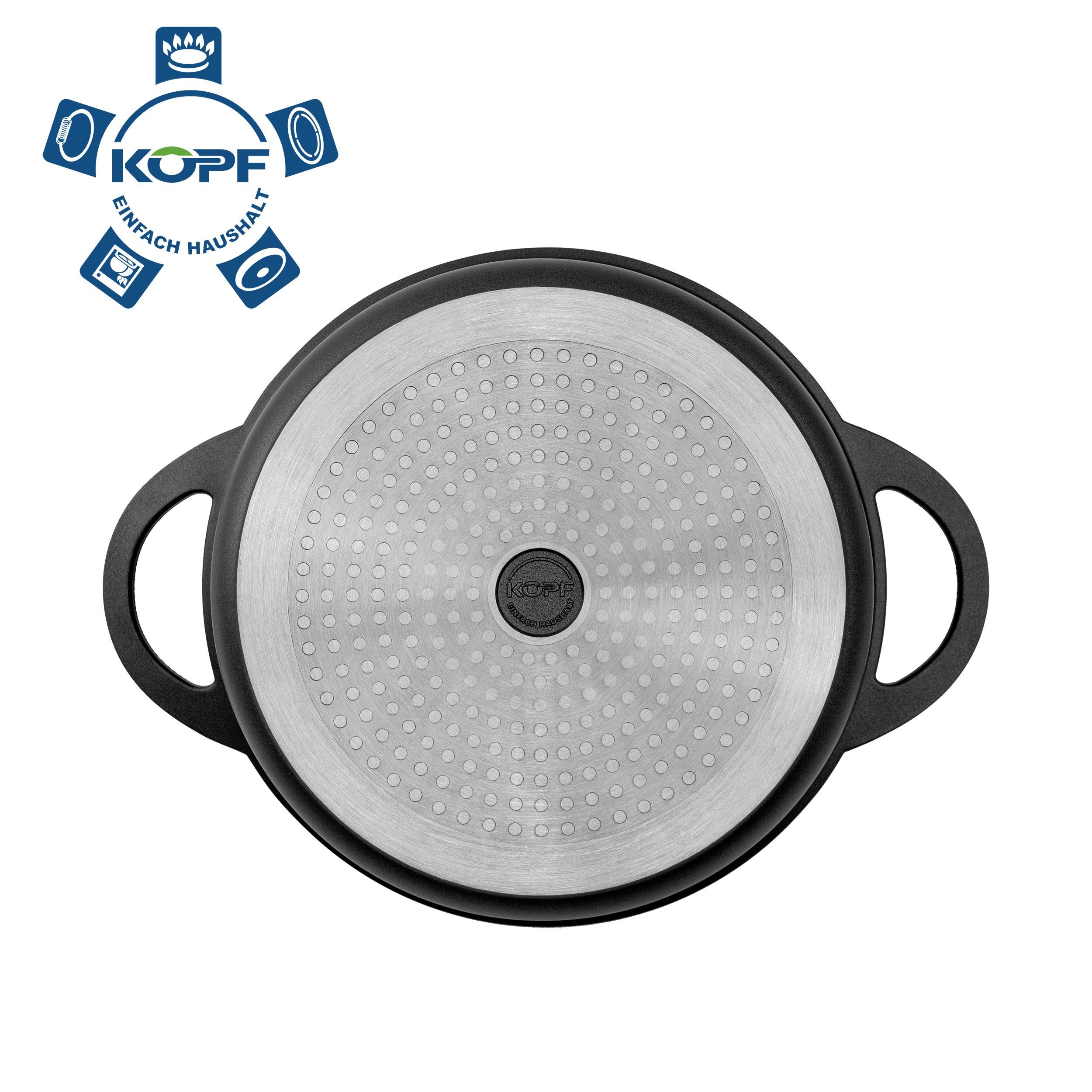 Kopf Topf-Set Atavola, Aluminiumguss (8-tlg), Antihaftbeschichtung, Induktion Kochtopf Set, inkl. Thermogrips