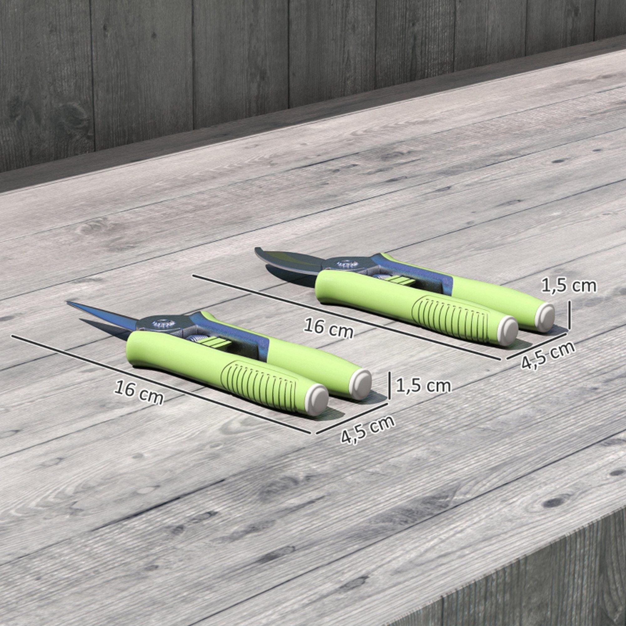 MC Star Gartenschere Gartenwerkzeug Set 2 Stück Garten Werkzeug aus Edelstahl Gartengeräte, (mit Gartenschere Astschere Gartenarbeit Set Gartengeschenke für Frauen und Männer Grün+Silber)